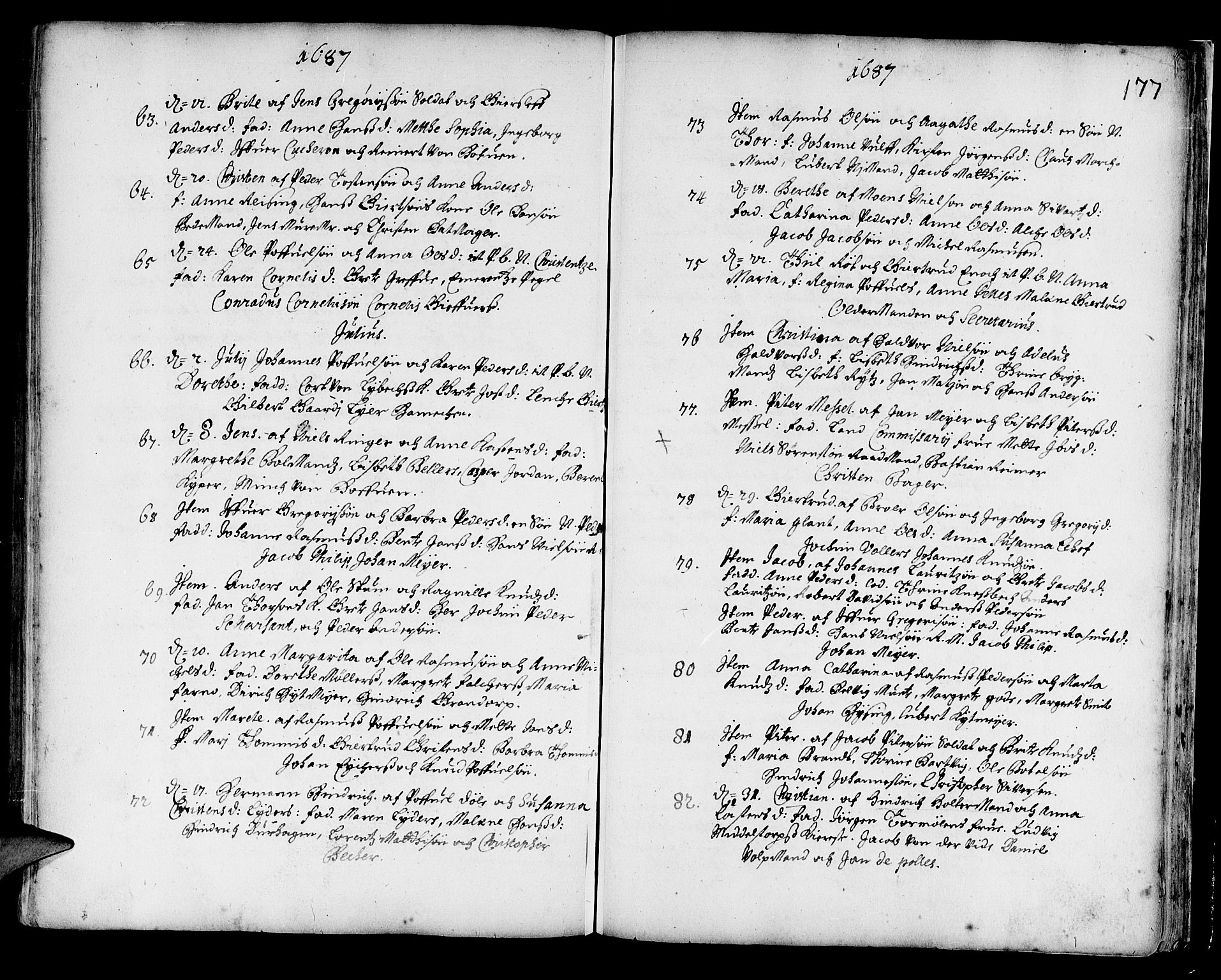 Korskirken sokneprestembete, SAB/A-76101/H/Haa/L0001: Parish register (official) no. A 1, 1674-1688, p. 177