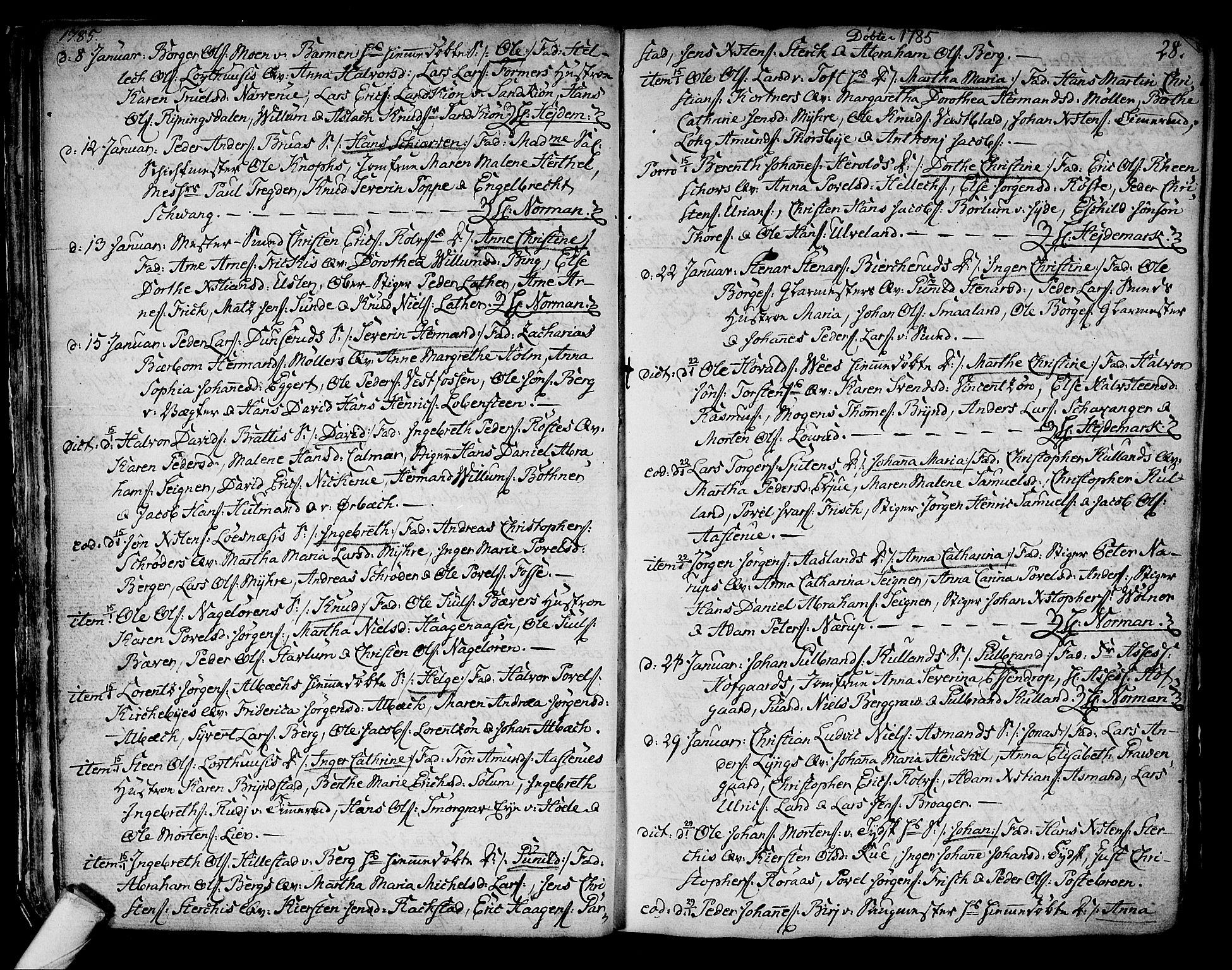 Kongsberg kirkebøker, SAKO/A-22/F/Fa/L0006: Parish register (official) no. I 6, 1783-1797, p. 28