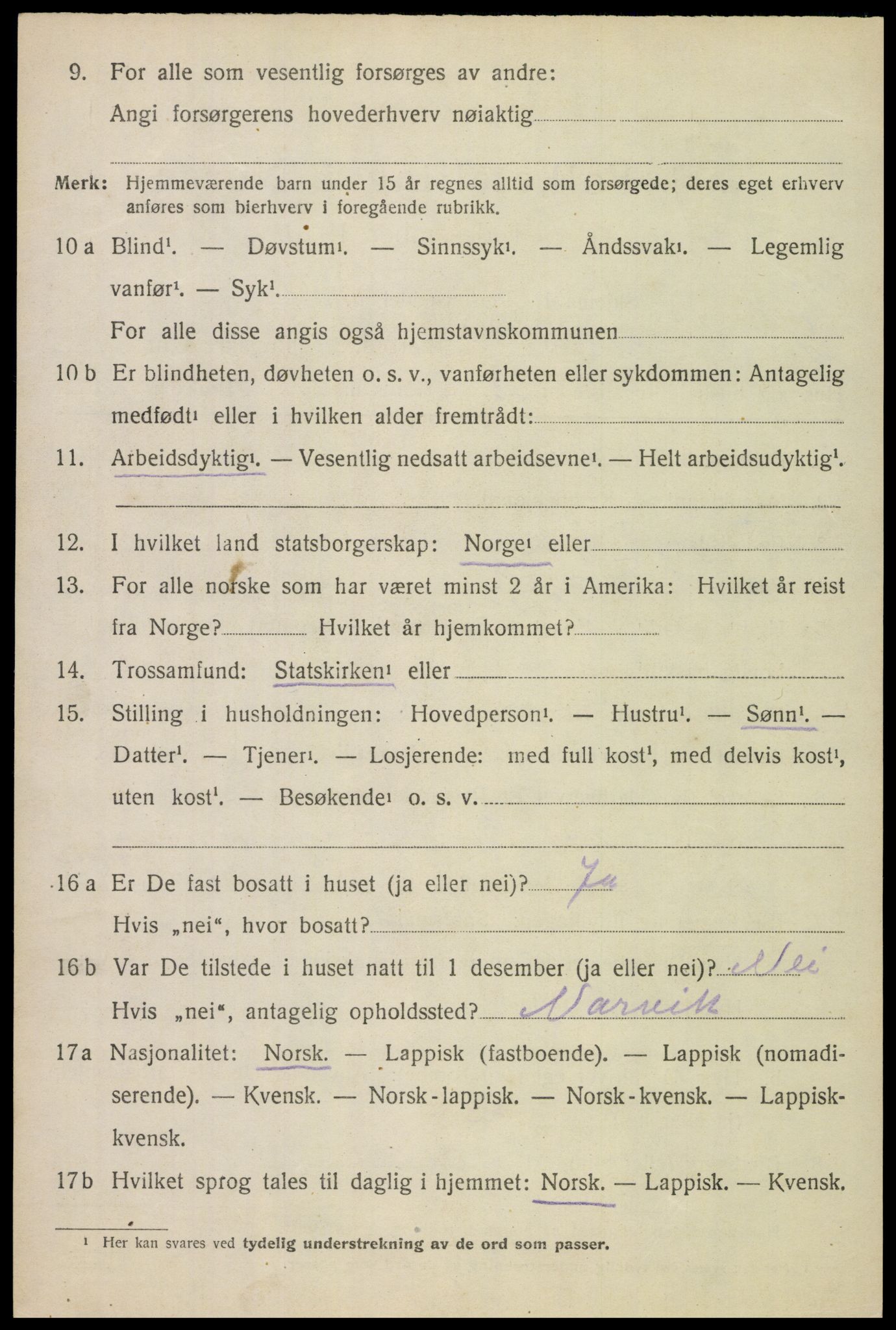 SAT, 1920 census for Lødingen, 1920, p. 6216