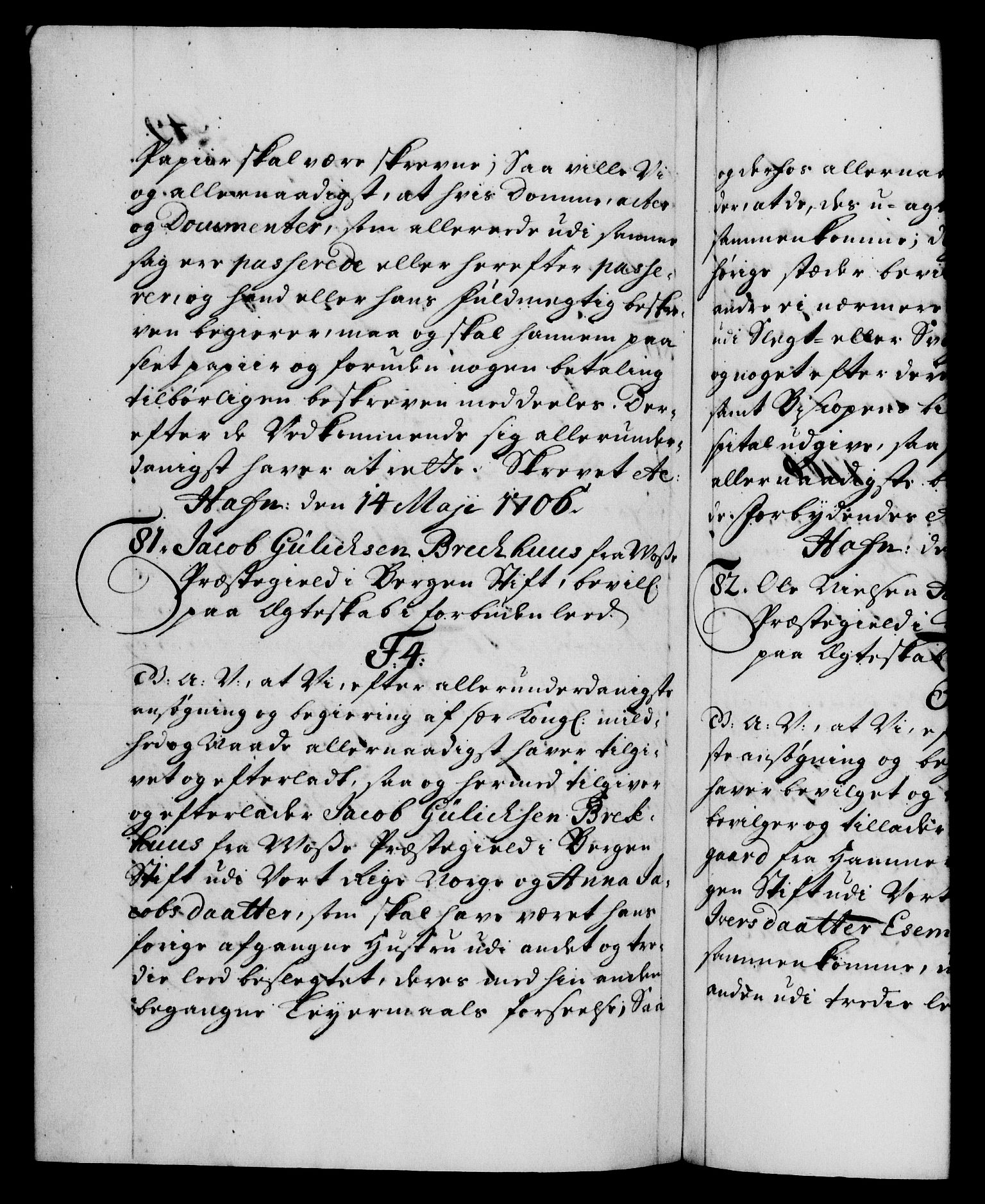 Danske Kanselli 1572-1799, AV/RA-EA-3023/F/Fc/Fca/Fcaa/L0019: Norske registre, 1704-1707, p. 349b