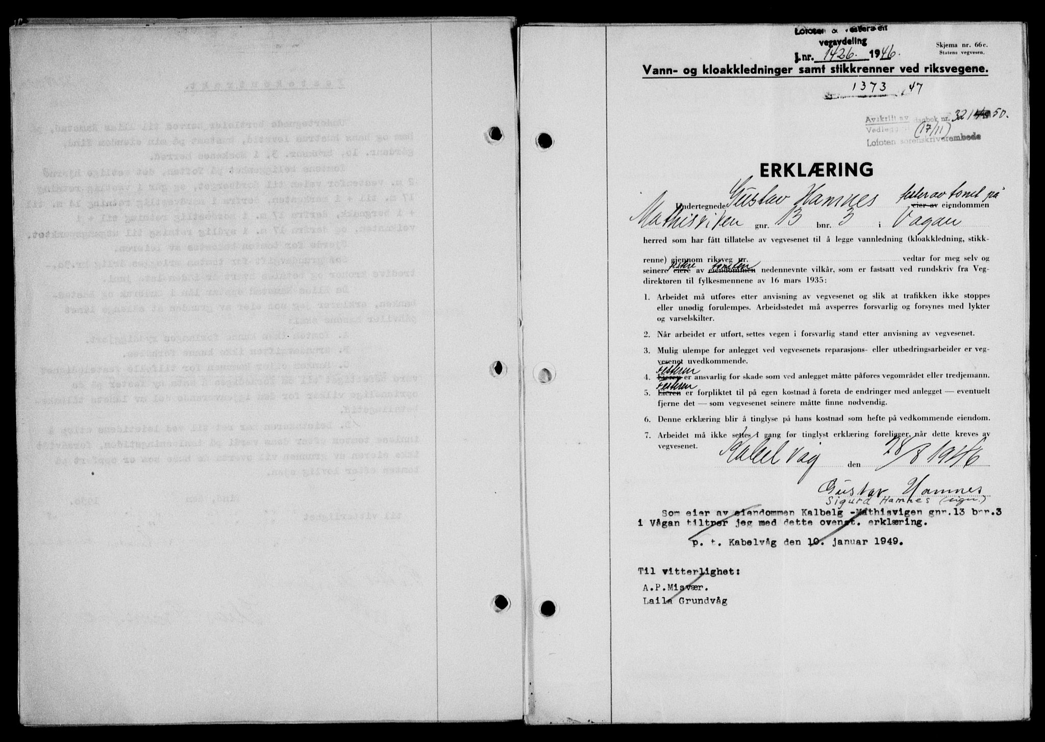 Lofoten sorenskriveri, SAT/A-0017/1/2/2C/L0025a: Mortgage book no. 25a, 1950-1951, Diary no: : 3214/1950