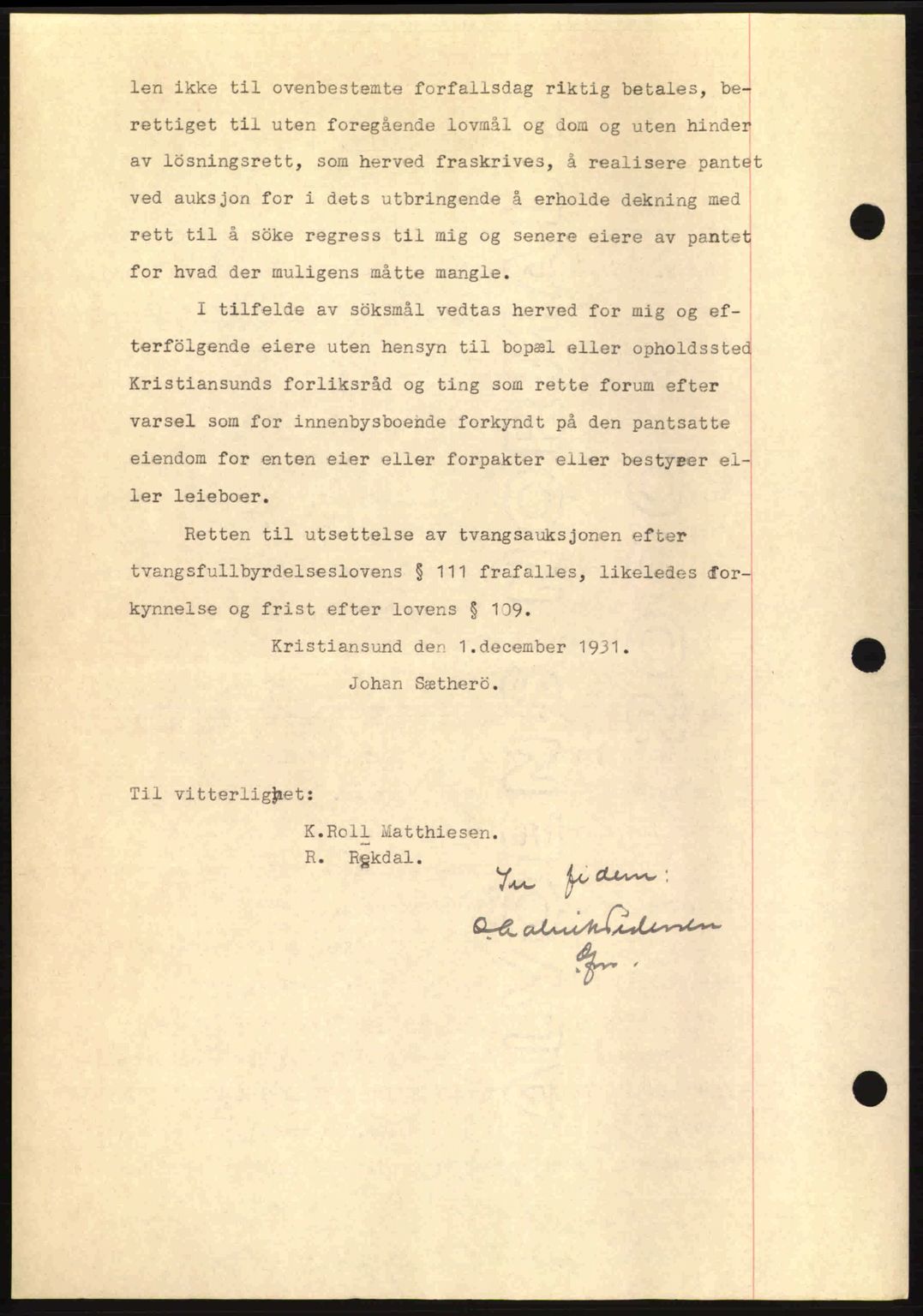 Kristiansund byfogd, AV/SAT-A-4587/A/27: Mortgage book no. 26, 1931-1933, Deed date: 15.12.1931