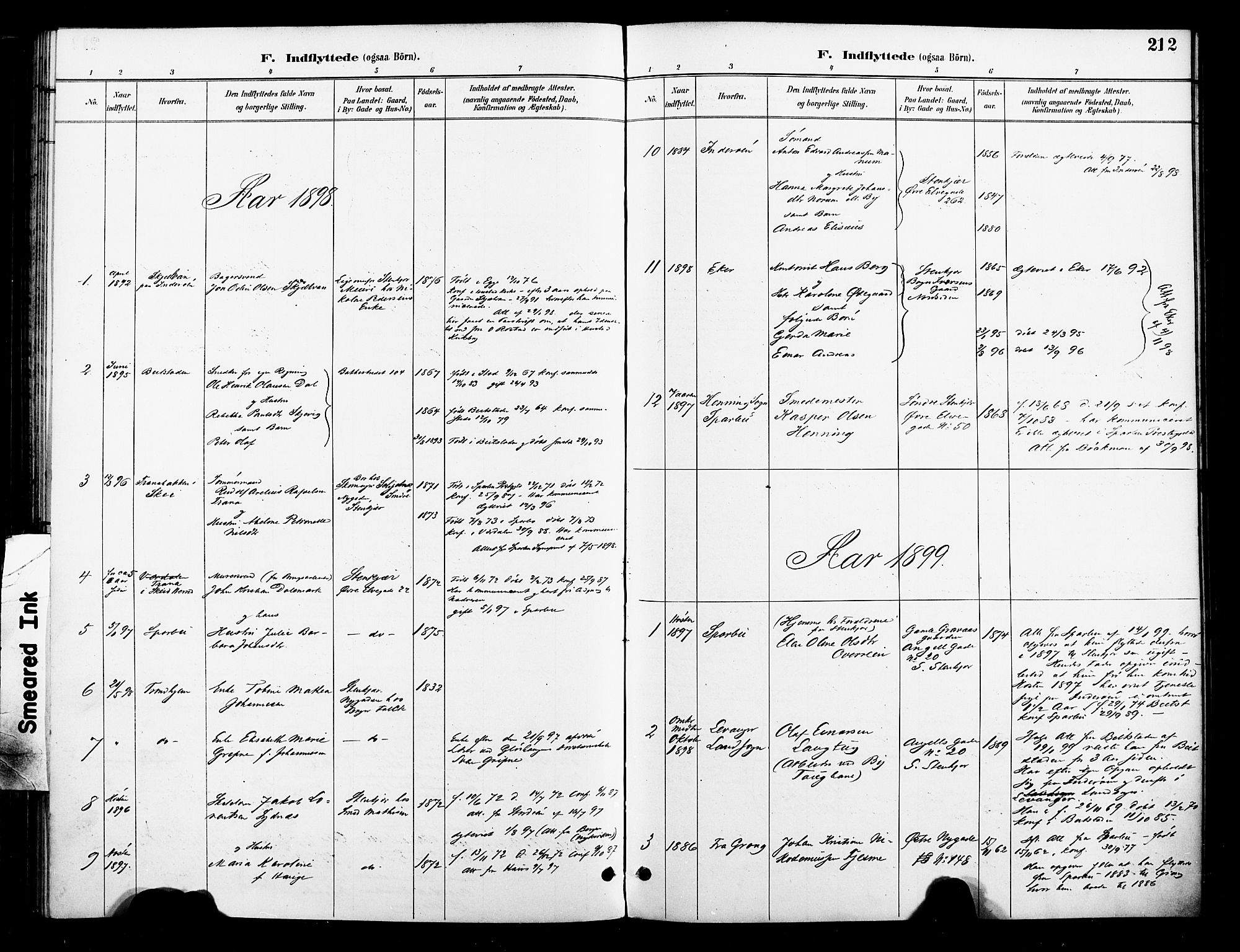 Ministerialprotokoller, klokkerbøker og fødselsregistre - Nord-Trøndelag, SAT/A-1458/739/L0372: Parish register (official) no. 739A04, 1895-1903, p. 212