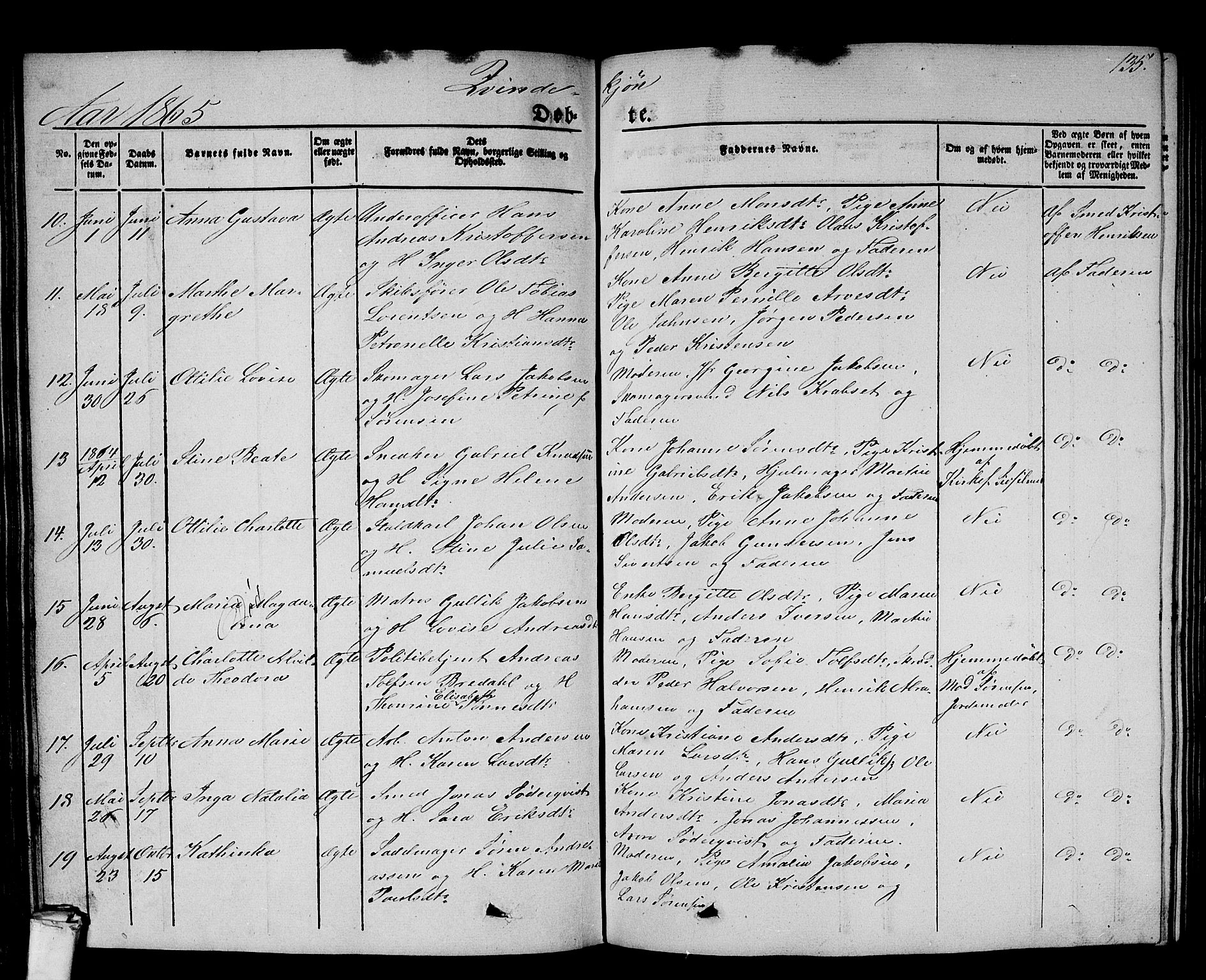 Larvik kirkebøker, AV/SAKO-A-352/G/Gb/L0002: Parish register (copy) no. II 2, 1843-1866, p. 135