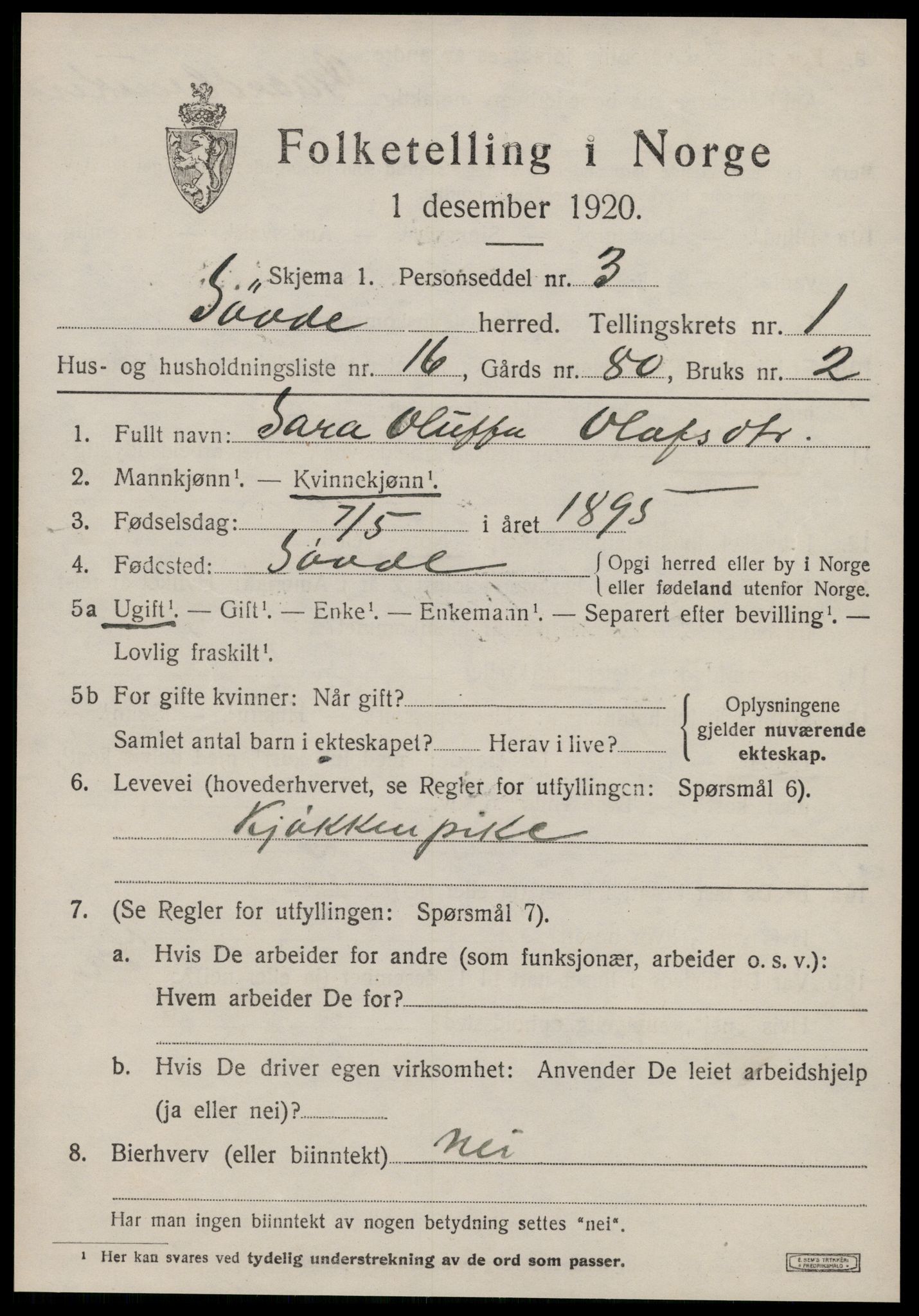 SAT, 1920 census for Syvde, 1920, p. 602