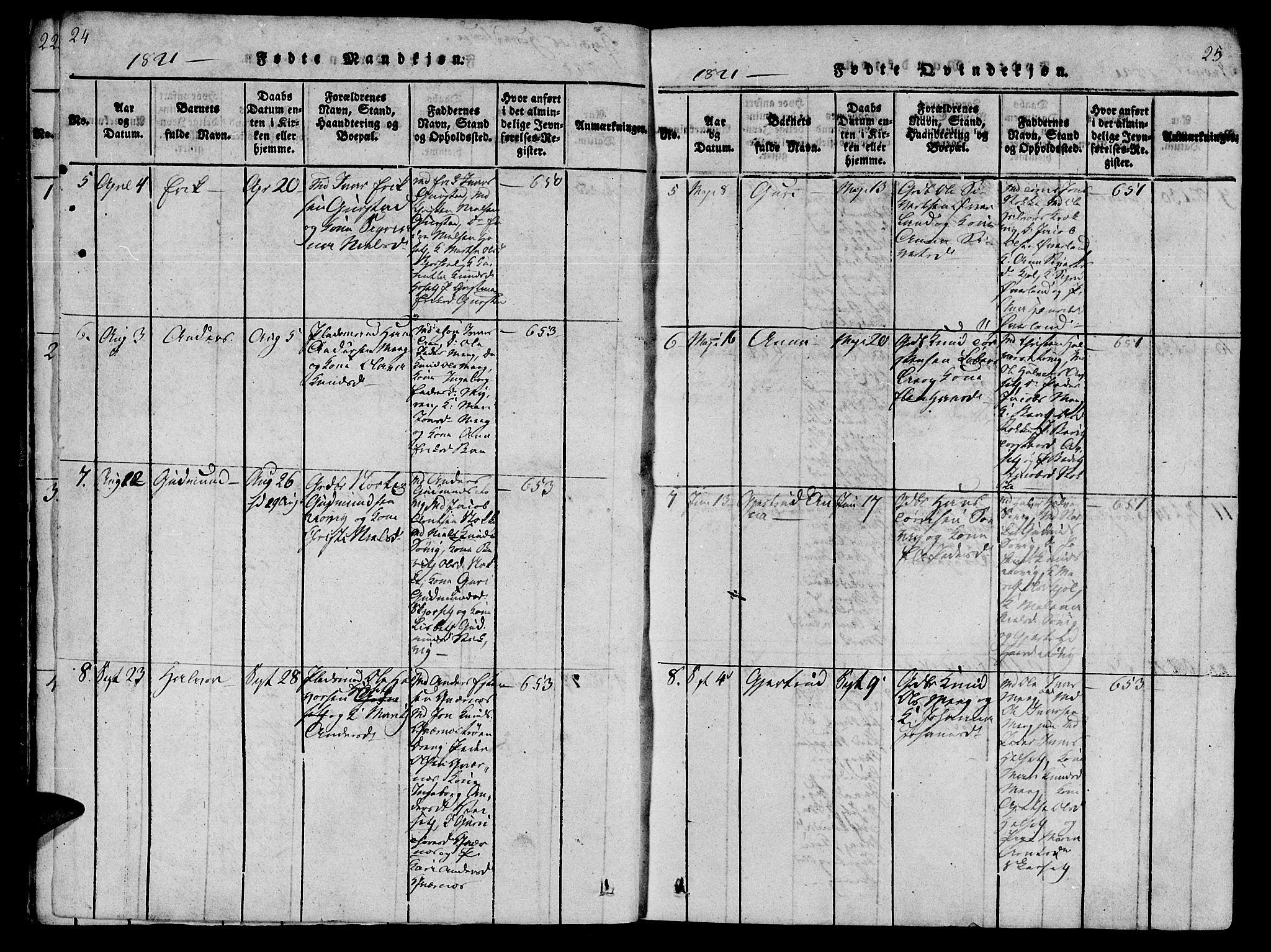 Ministerialprotokoller, klokkerbøker og fødselsregistre - Møre og Romsdal, AV/SAT-A-1454/568/L0800: Parish register (official) no. 568A09 /1, 1819-1830, p. 24-25