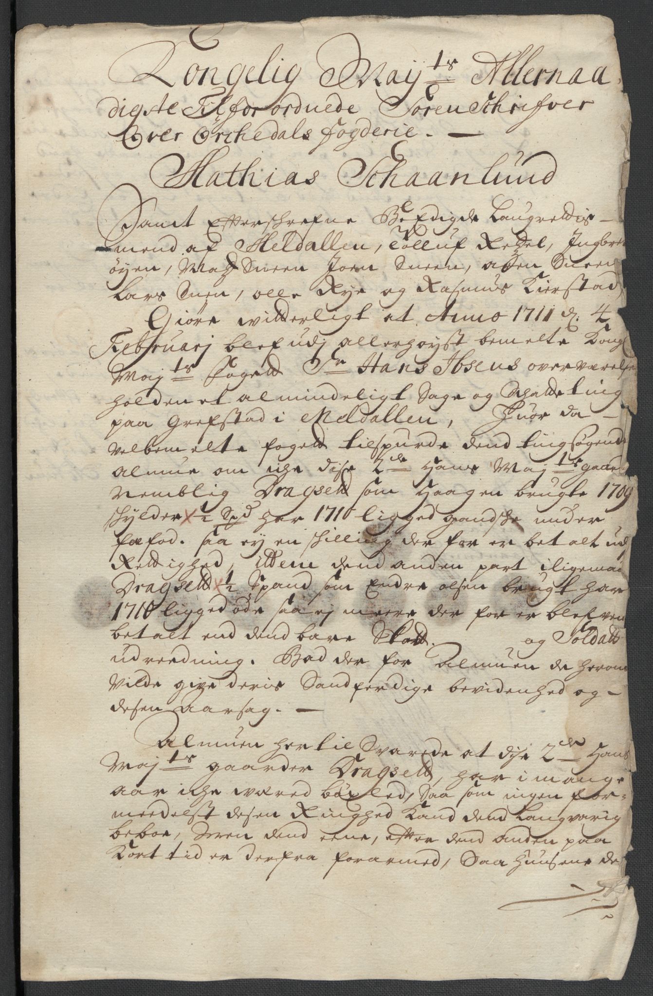 Rentekammeret inntil 1814, Reviderte regnskaper, Fogderegnskap, RA/EA-4092/R60/L3960: Fogderegnskap Orkdal og Gauldal, 1710, p. 374