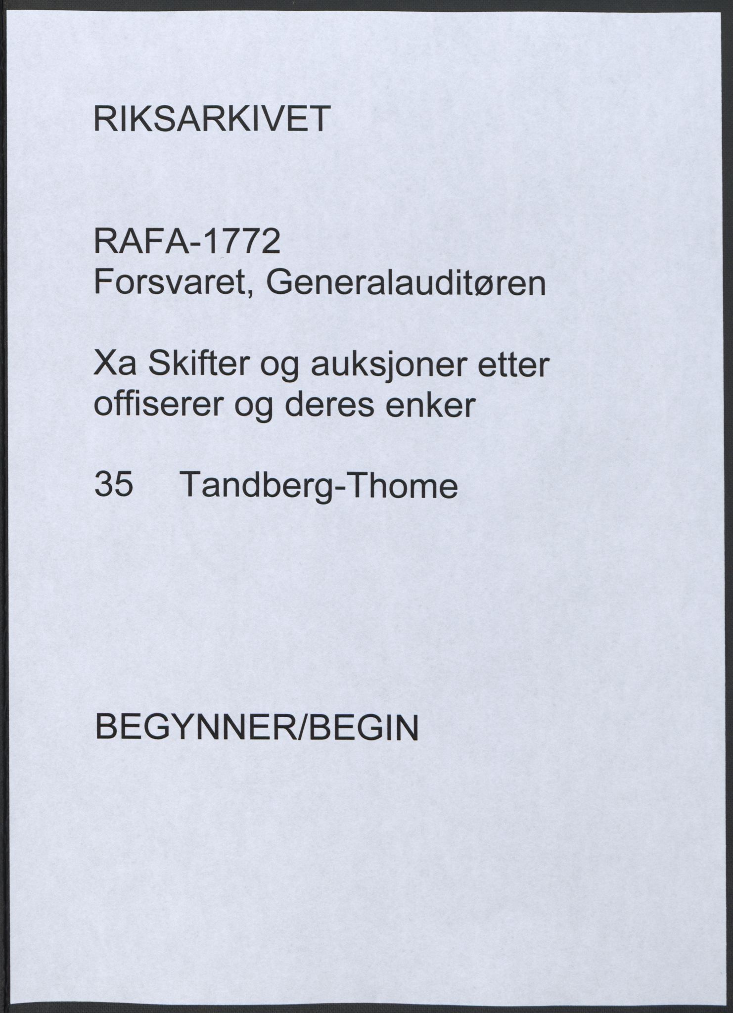 Forsvaret, Generalauditøren, AV/RA-RAFA-1772/F/Fj/Fja/L0035: --, 1781-1819, p. 1