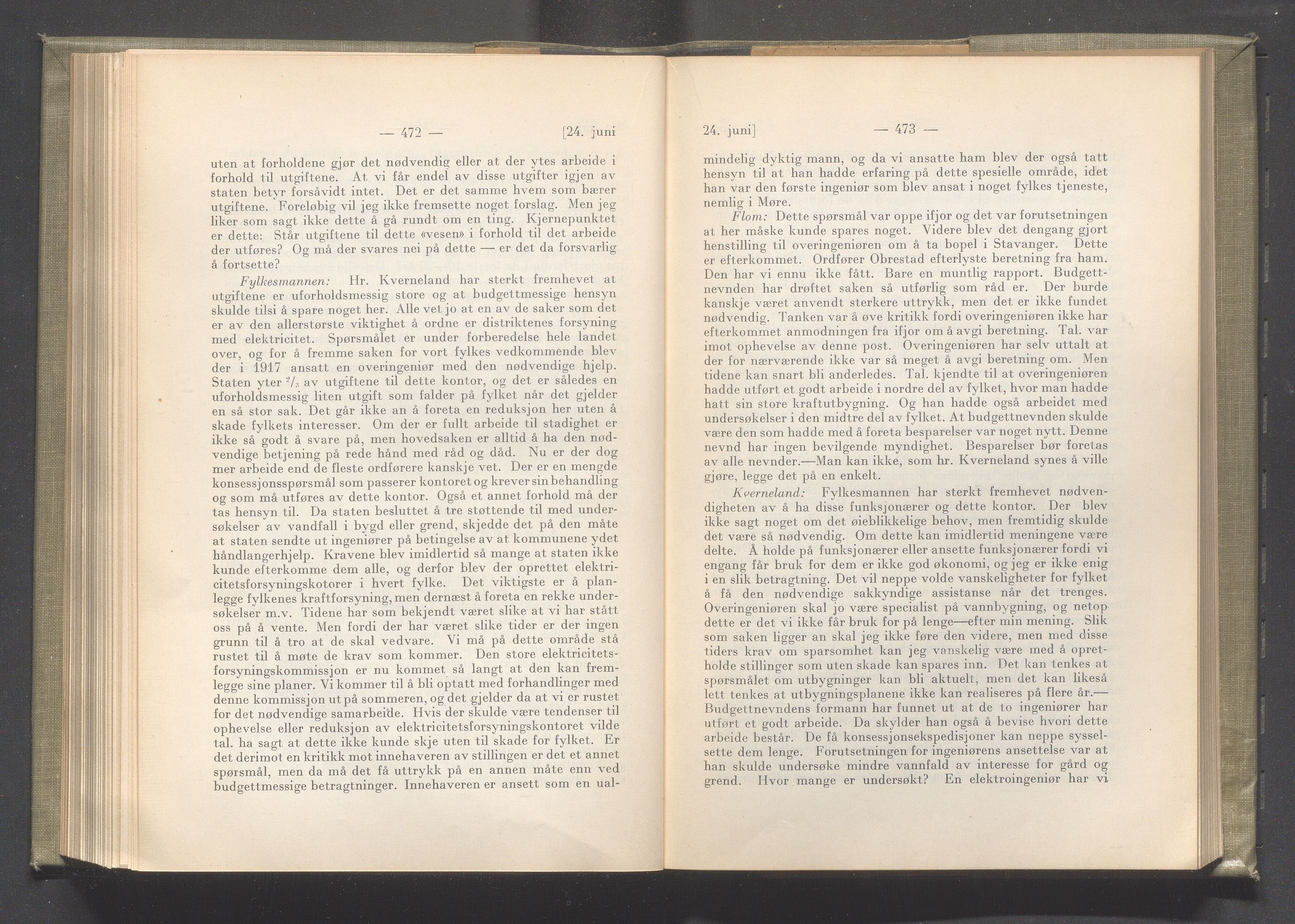 Rogaland fylkeskommune - Fylkesrådmannen , IKAR/A-900/A/Aa/Aaa/L0041: Møtebok , 1922, p. 472-473