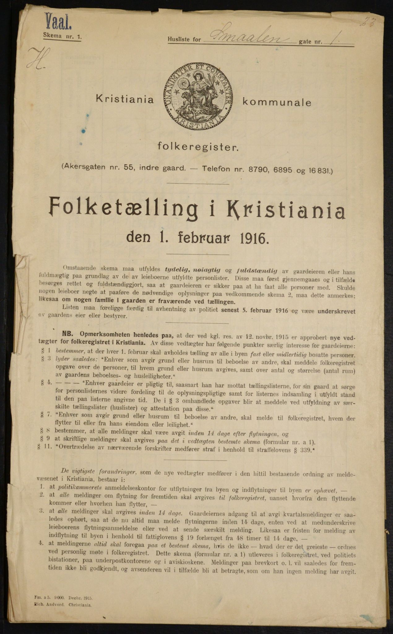 OBA, Municipal Census 1916 for Kristiania, 1916, p. 100159