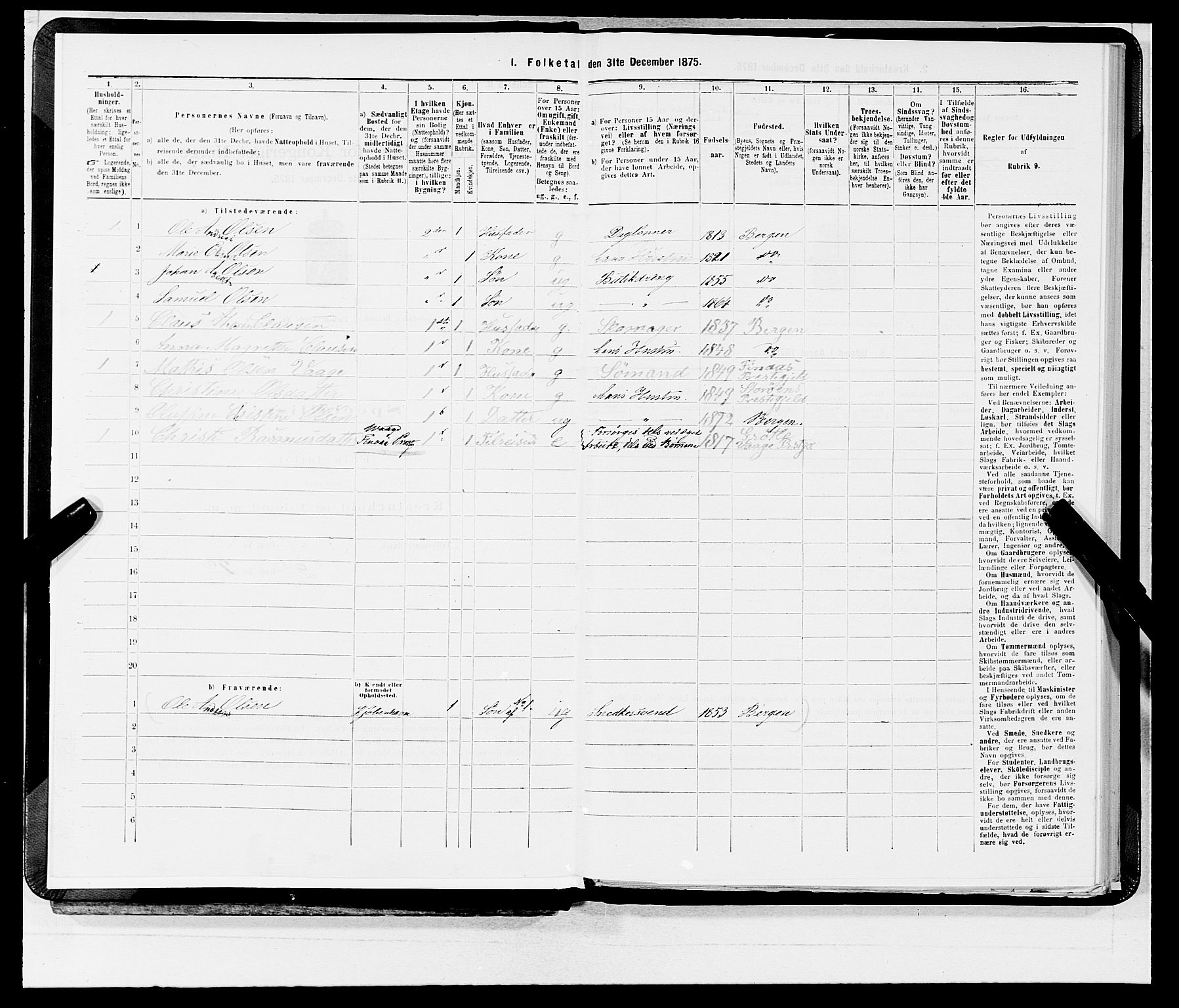 SAB, 1875 census for 1301 Bergen, 1875, p. 373