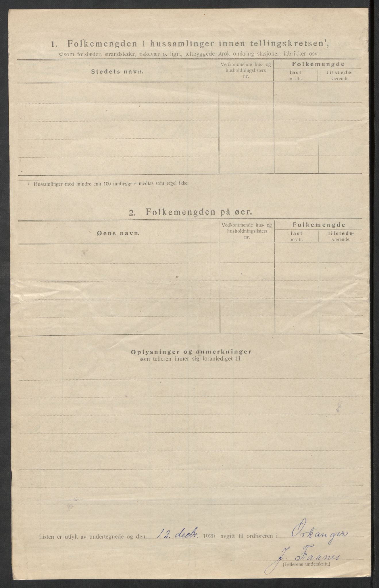 SAT, 1920 census for Orkanger, 1920, p. 28