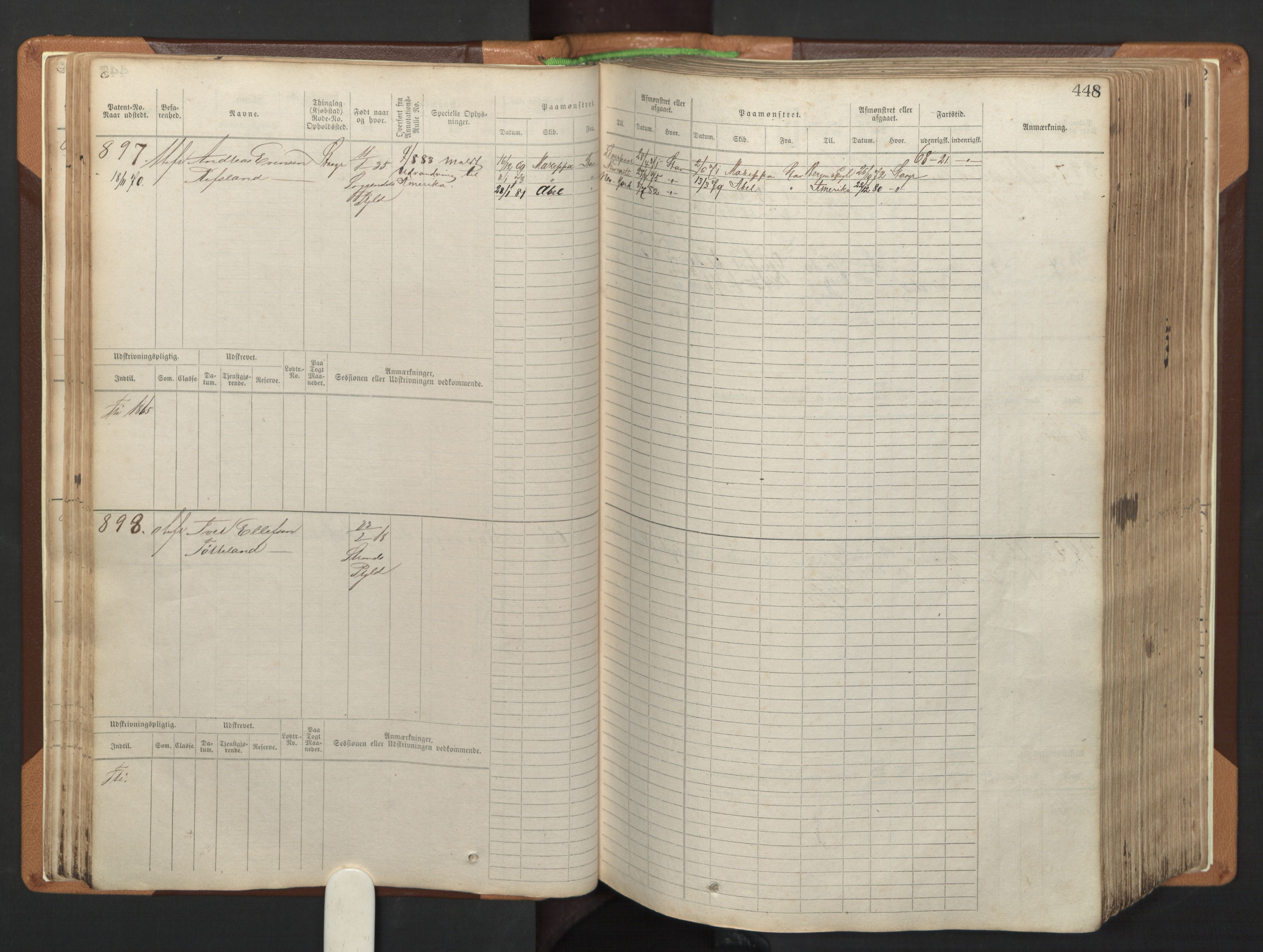 Stavanger sjømannskontor, AV/SAST-A-102006/F/Fb/Fbb/L0005: Sjøfartshovedrulle, patentnr. 793-1606 (del 2), 1869-1880, p. 57