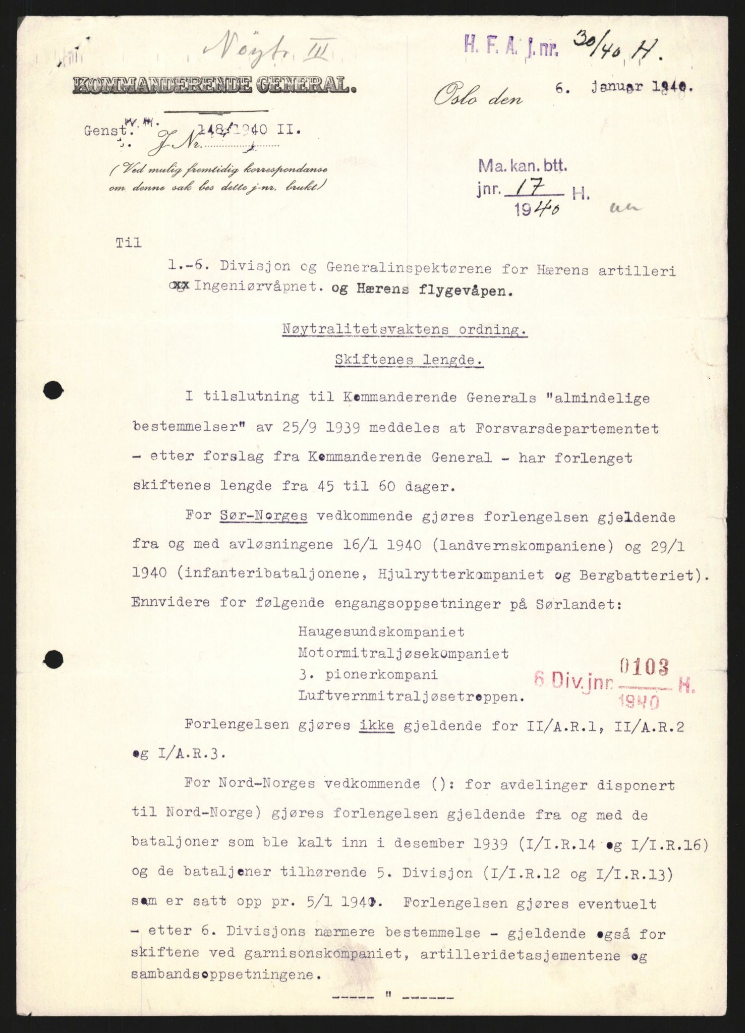 Forsvaret, Forsvarets krigshistoriske avdeling, AV/RA-RAFA-2017/Y/Yb/L0130: II-C-11-600  -  6. Divisjon / 6. Distriktskommando, 1940, p. 266