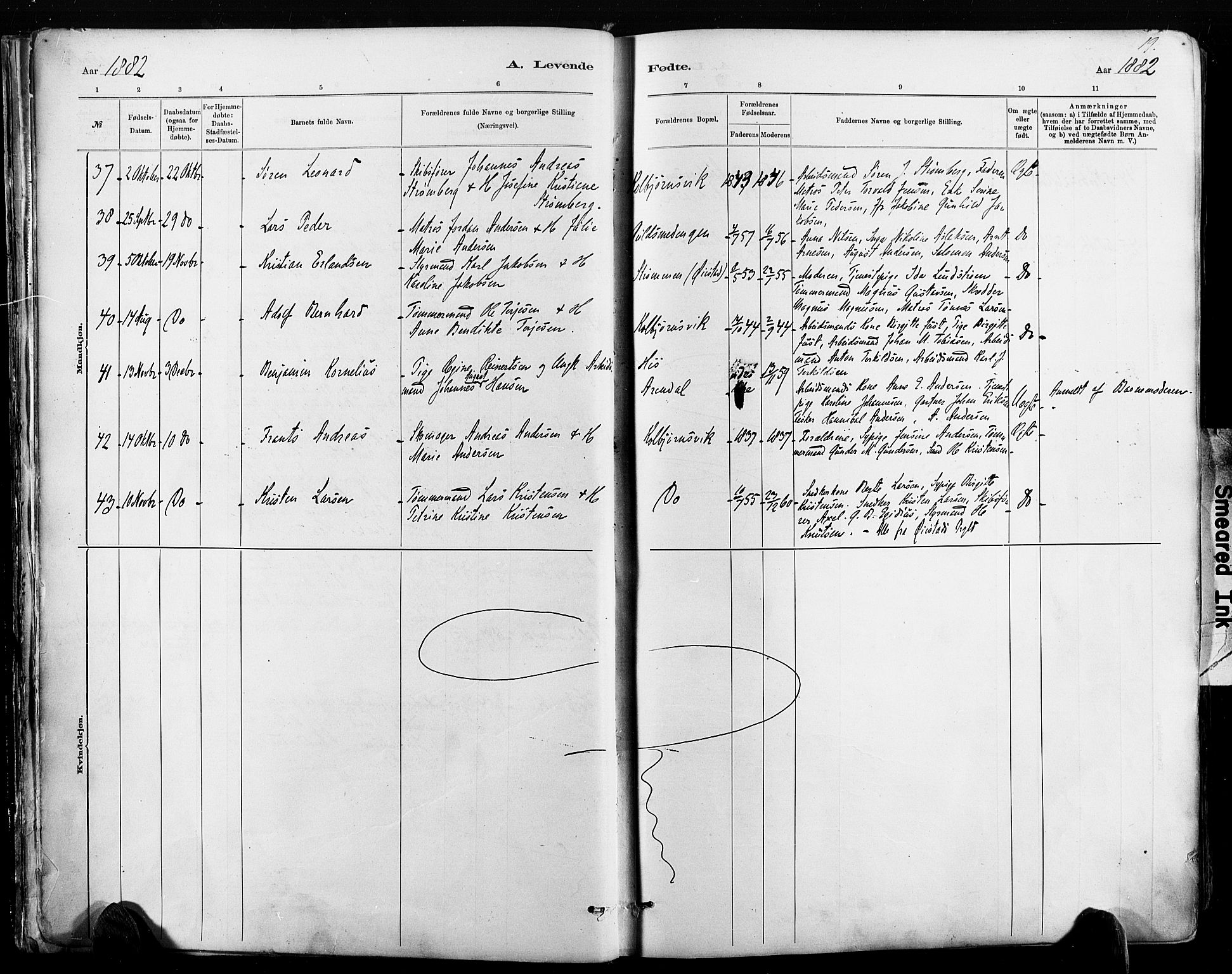 Hisøy sokneprestkontor, AV/SAK-1111-0020/F/Fa/L0003: Parish register (official) no. A 3, 1881-1894, p. 19