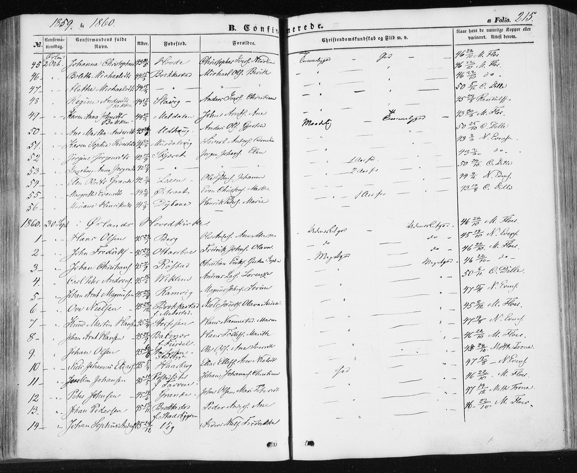 Ministerialprotokoller, klokkerbøker og fødselsregistre - Sør-Trøndelag, SAT/A-1456/659/L0737: Parish register (official) no. 659A07, 1857-1875, p. 215