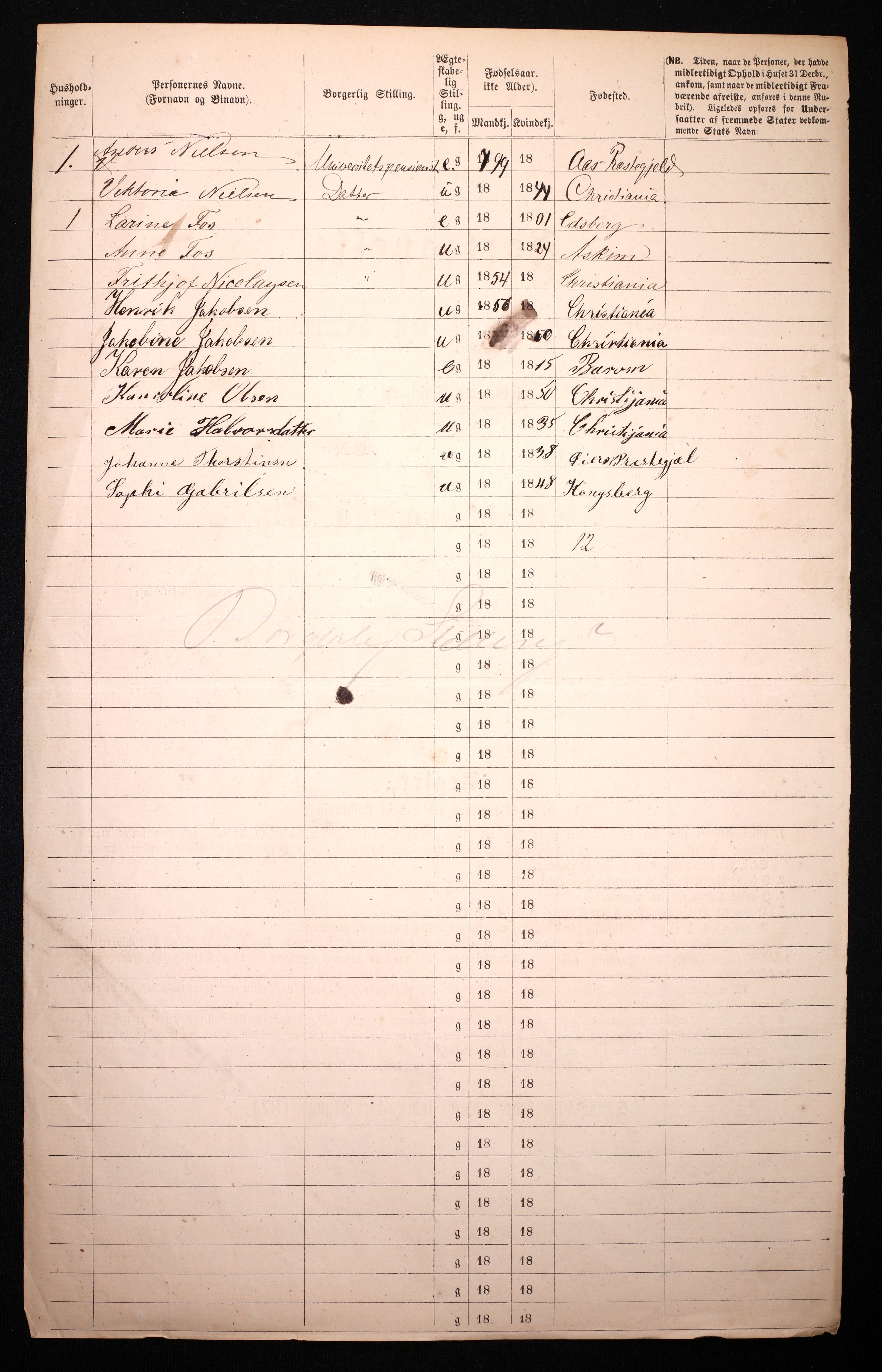 RA, 1870 census for 0301 Kristiania, 1870, p. 2919