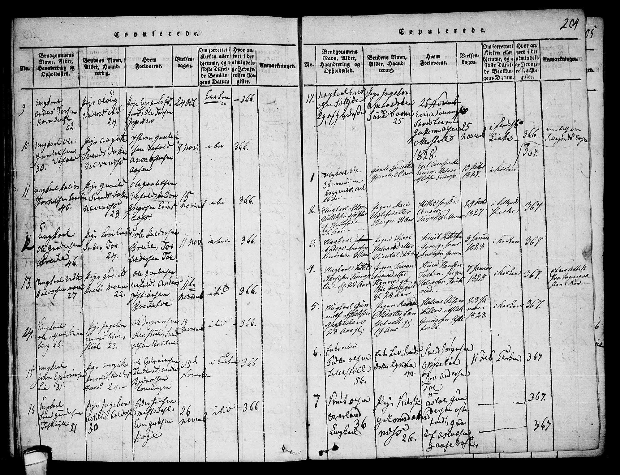 Seljord kirkebøker, AV/SAKO-A-20/F/Fa/L0010: Parish register (official) no. I 10, 1815-1831, p. 204
