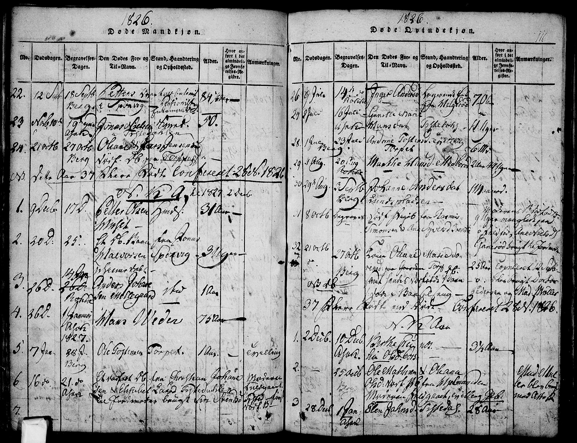 Berg prestekontor Kirkebøker, SAO/A-10902/F/Fa/L0002: Parish register (official) no. I 2, 1815-1831, p. 116
