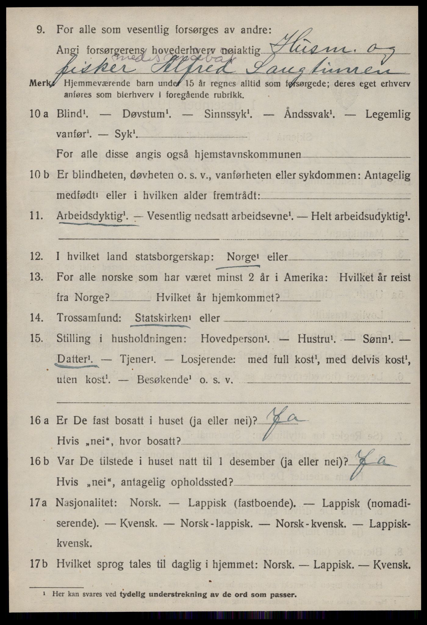 SAT, 1920 census for Ørland, 1920, p. 1610