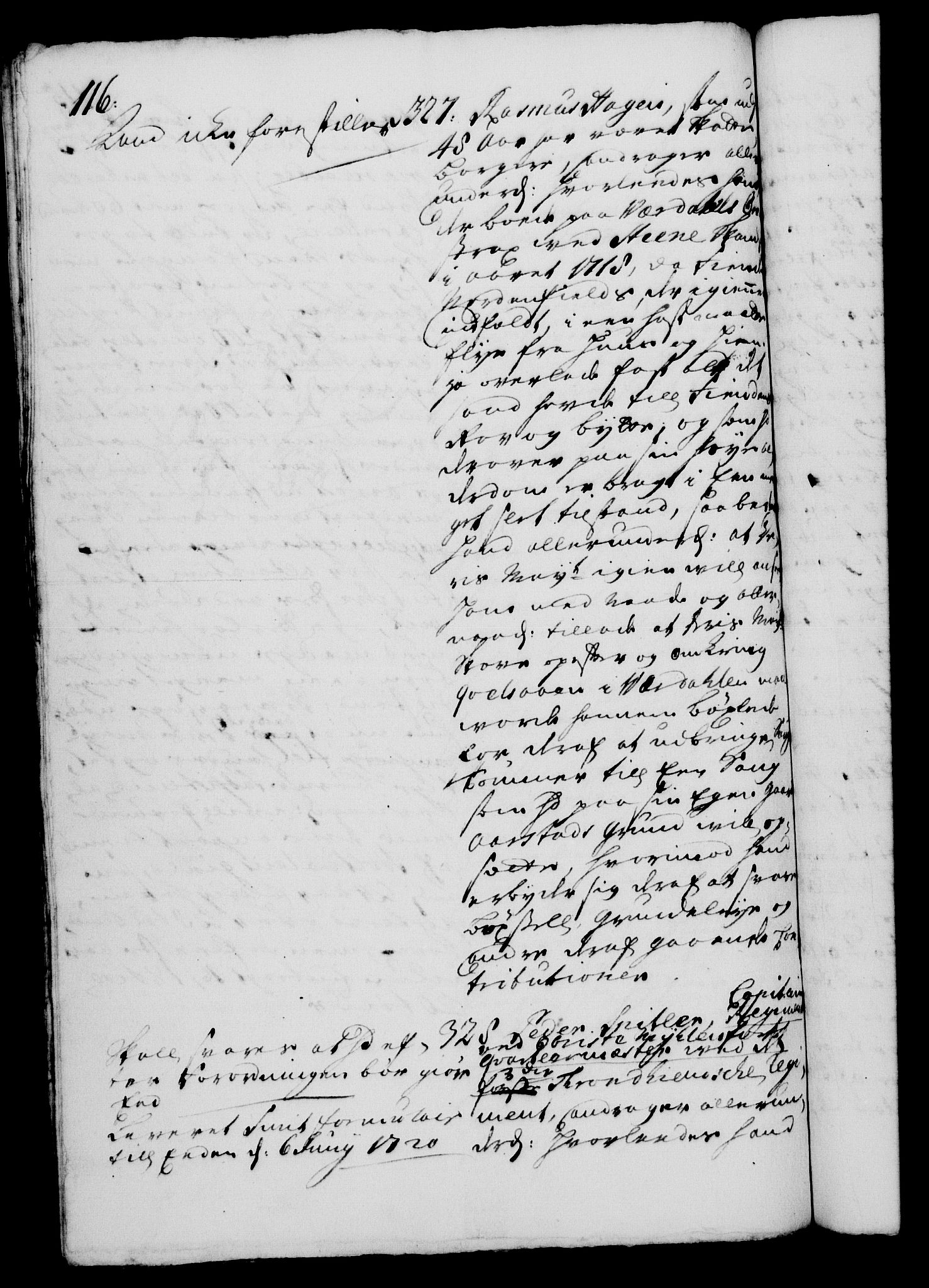 Rentekammeret, Kammerkanselliet, RA/EA-3111/G/Gh/Gha/L0001: Norsk ekstraktmemorialprotokoll, sak. 1-375 (merket RK 53.46), 1720, p. 116