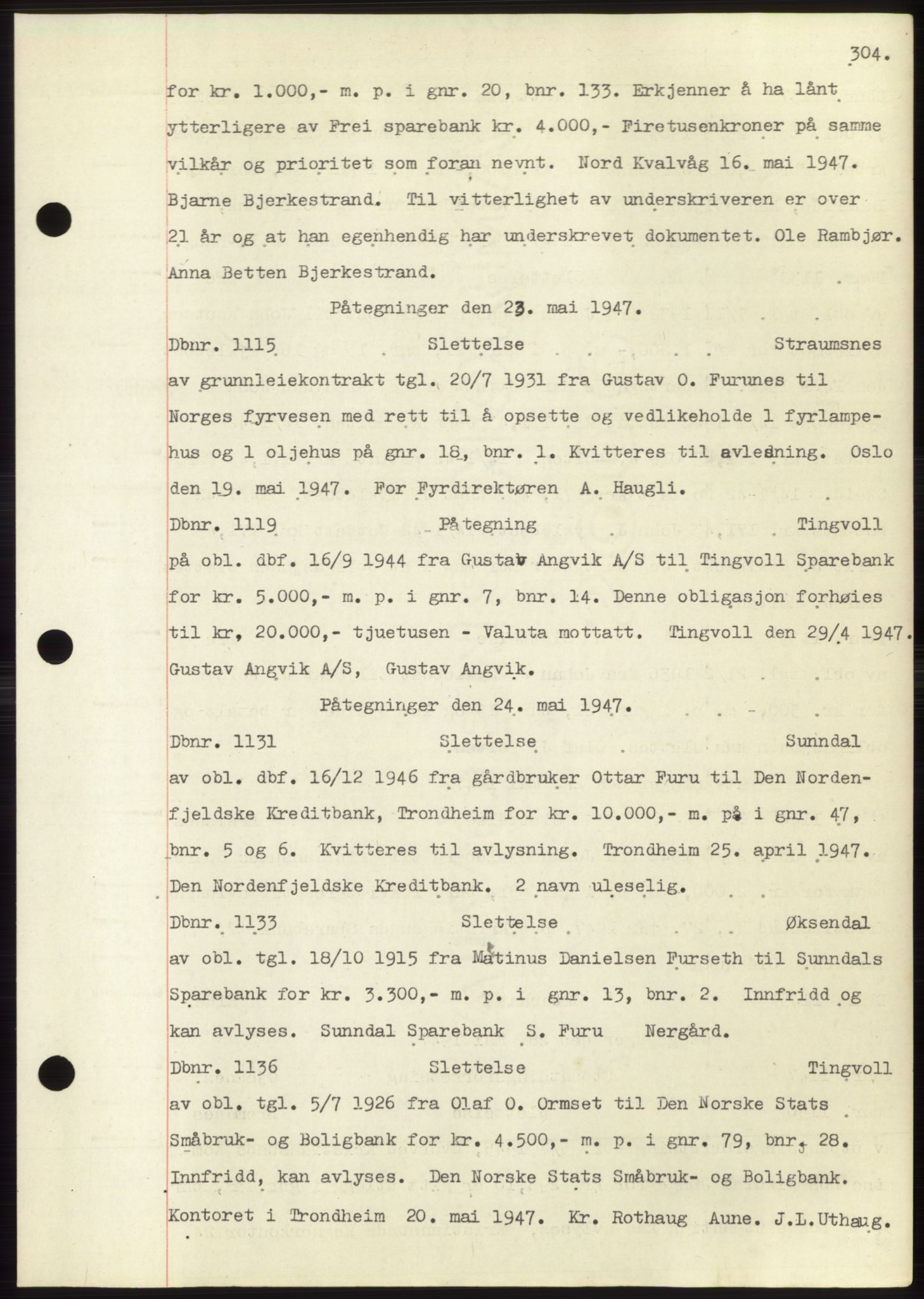 Nordmøre sorenskriveri, SAT/A-4132/1/2/2Ca: Mortgage book no. C82b, 1946-1951, Diary no: : 1115/1947