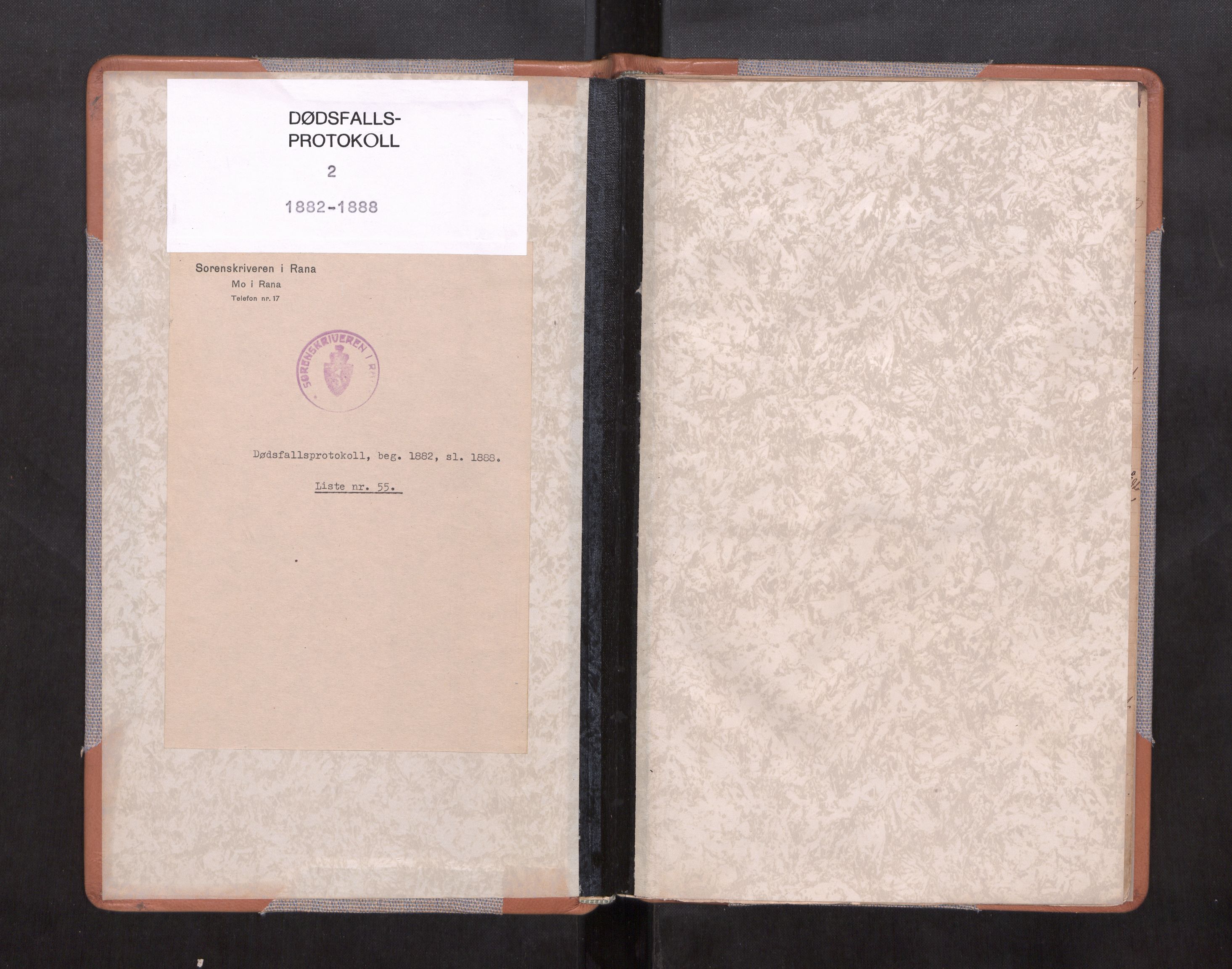 Rana sorenskriveri , SAT/A-1108/1/3/3L/L0002: Dødsanmeldelsesprotokoll, 1882-1888