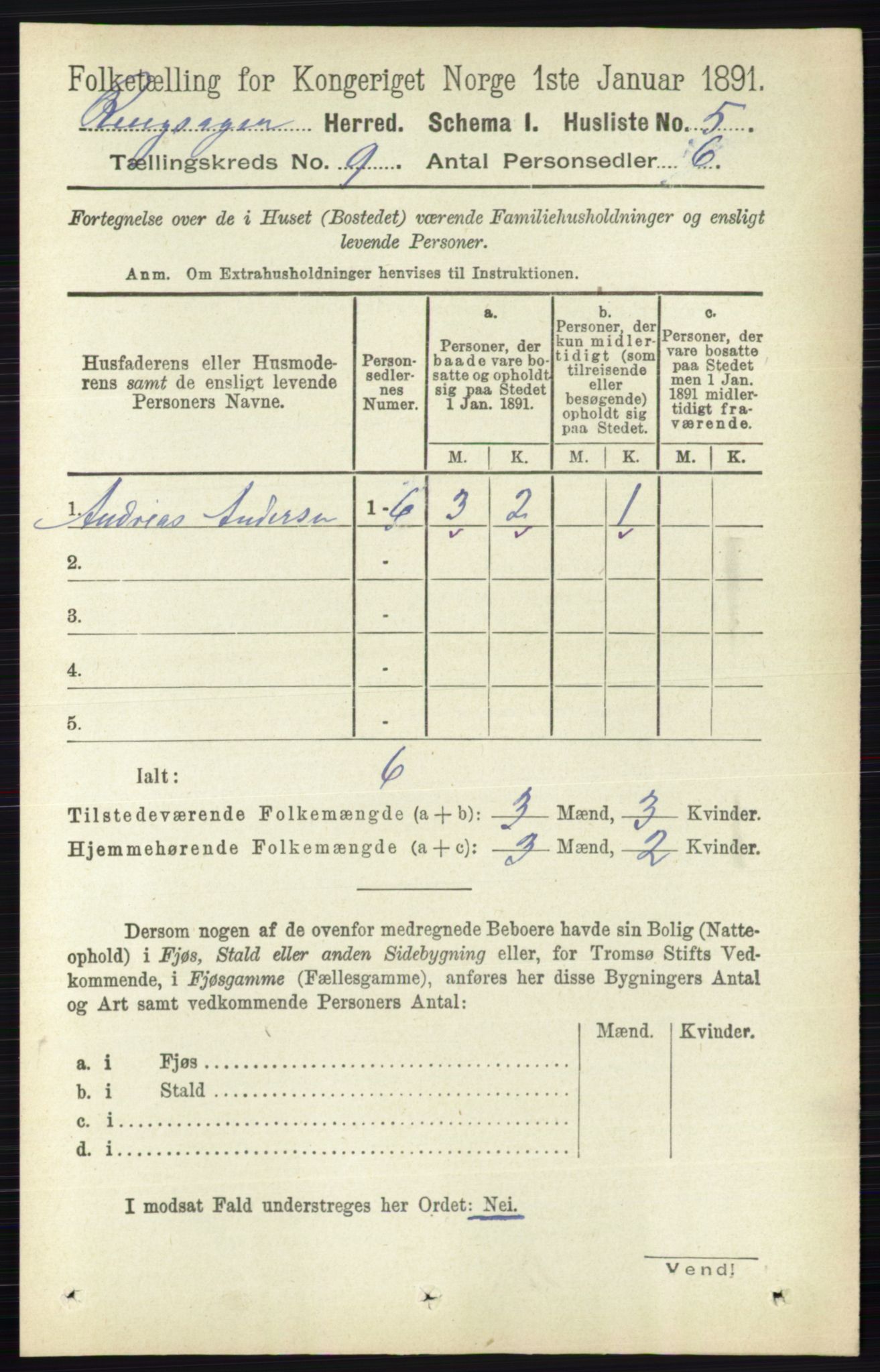 RA, 1891 census for 0412 Ringsaker, 1891, p. 4948