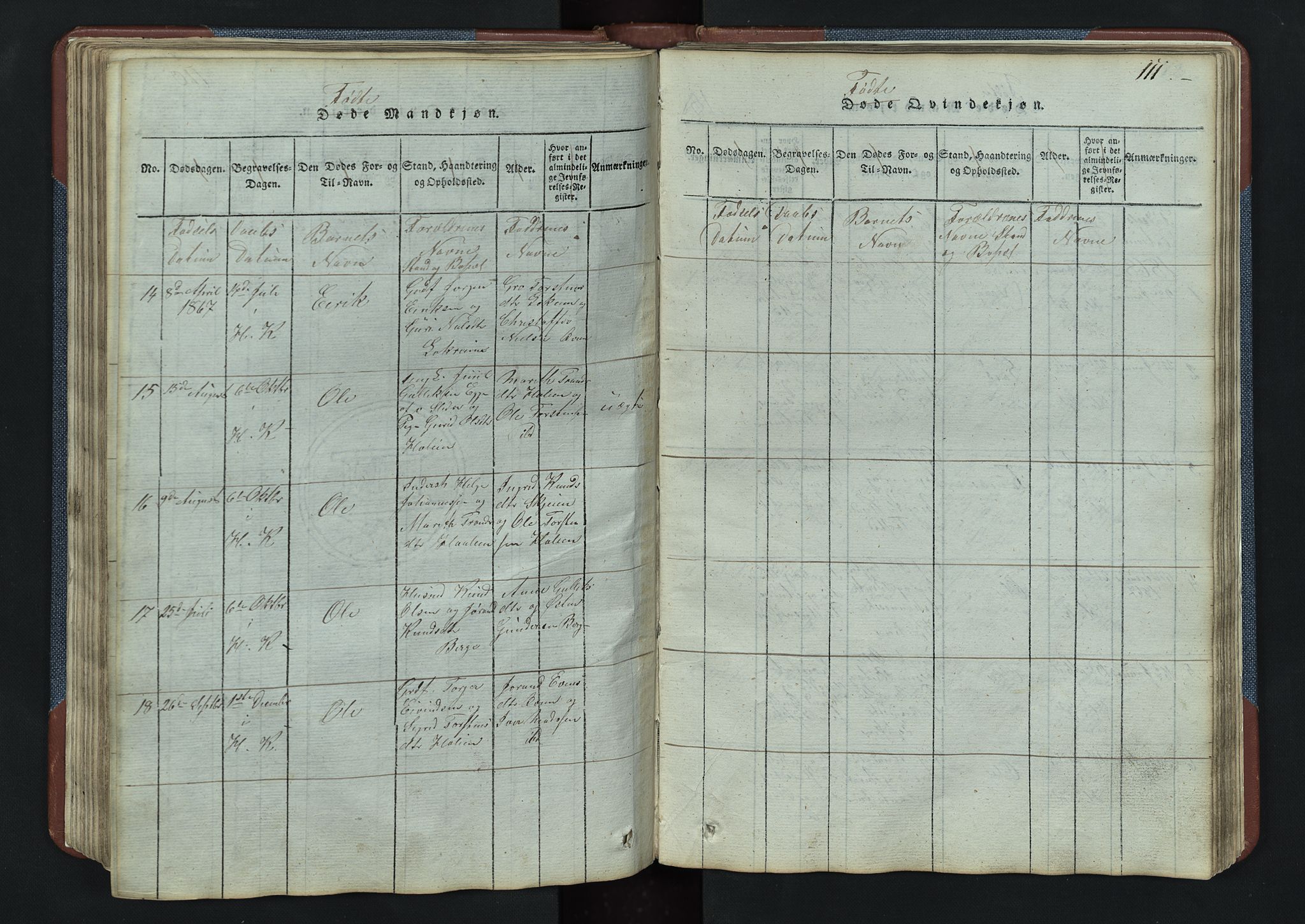 Vang prestekontor, Valdres, SAH/PREST-140/H/Hb/L0003: Parish register (copy) no. 3, 1814-1892, p. 111