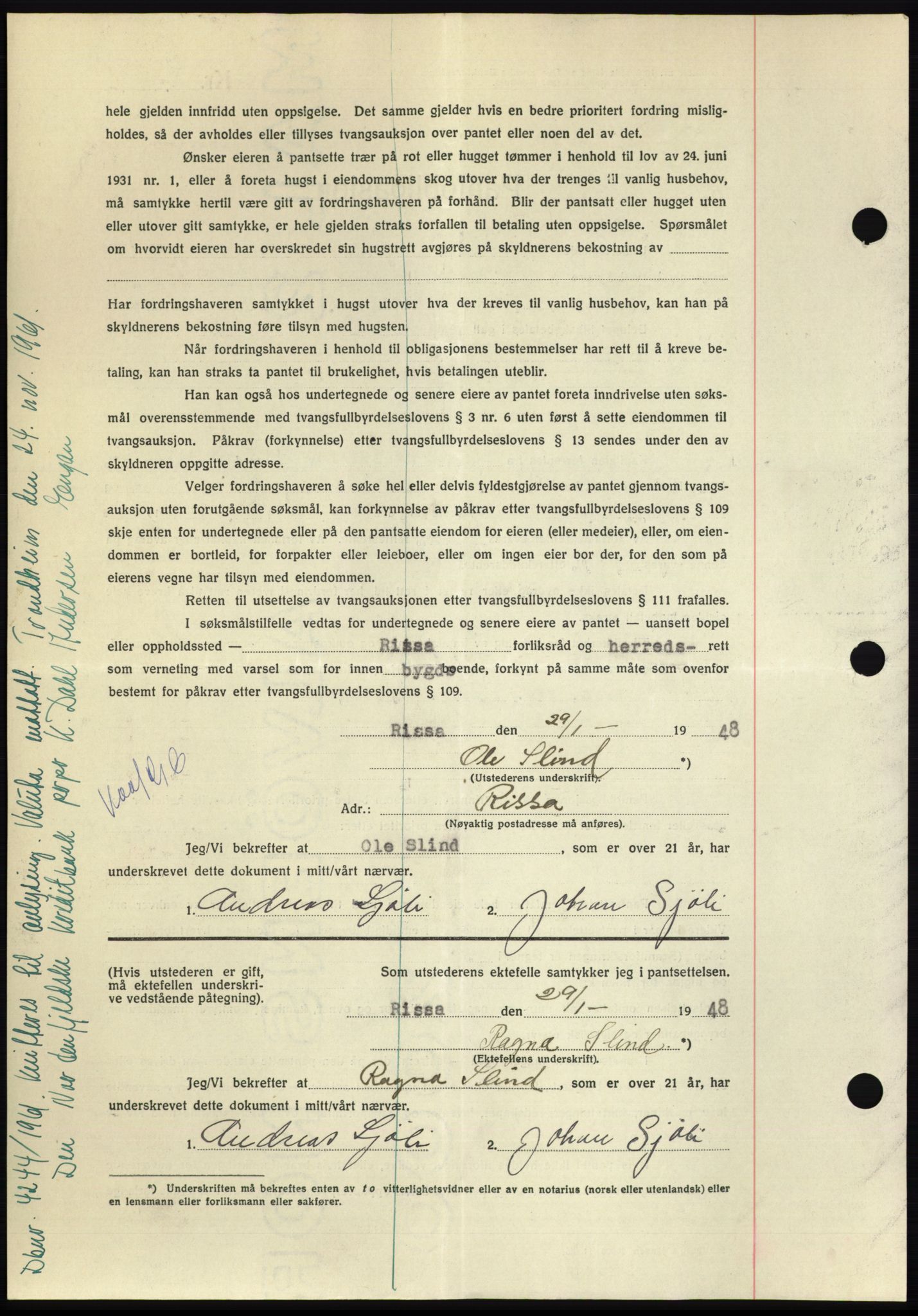 Fosen sorenskriveri, AV/SAT-A-1107/1/2/2C: Mortgage book no. B, 1946-1948, Diary no: : 158/1948