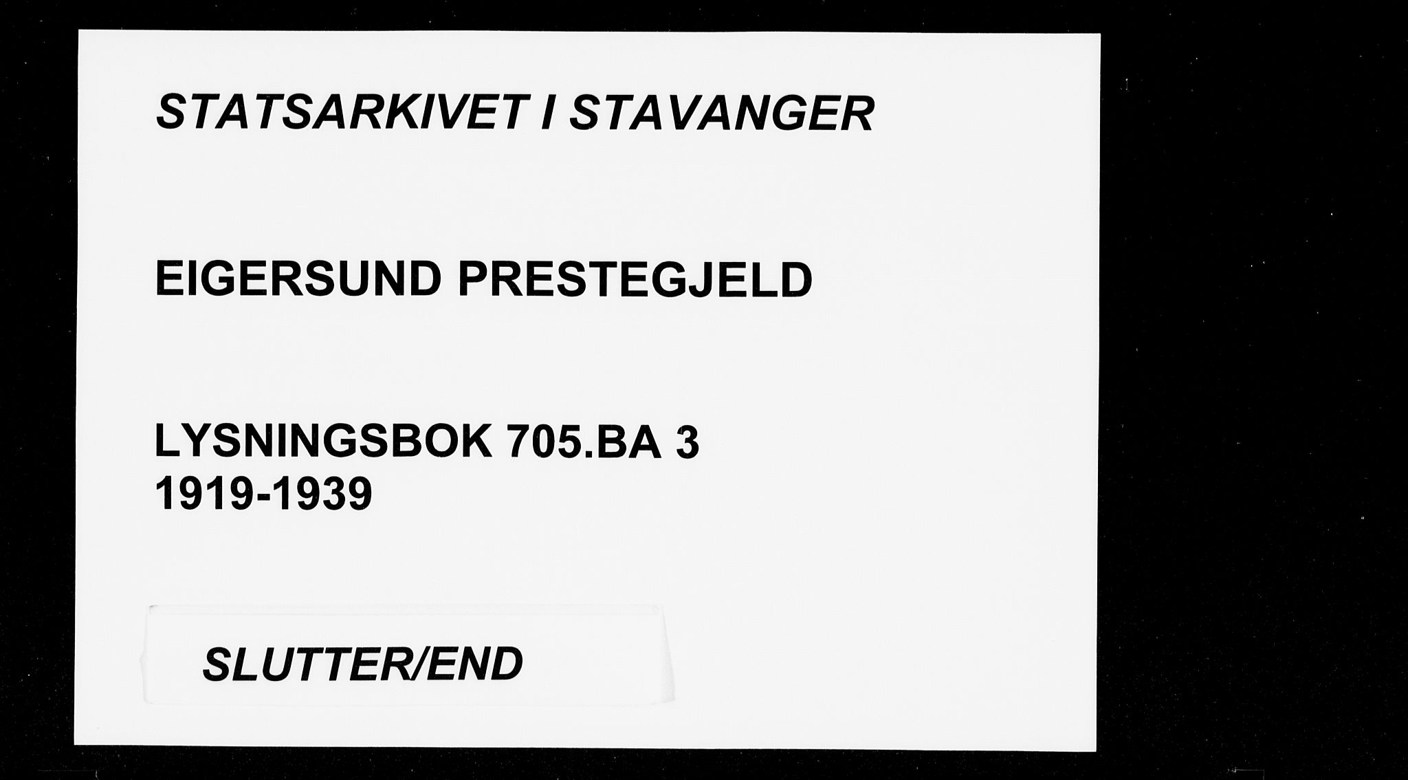 Eigersund sokneprestkontor, AV/SAST-A-101807/S27/L0003: Banns register no. 3, 1919-1939