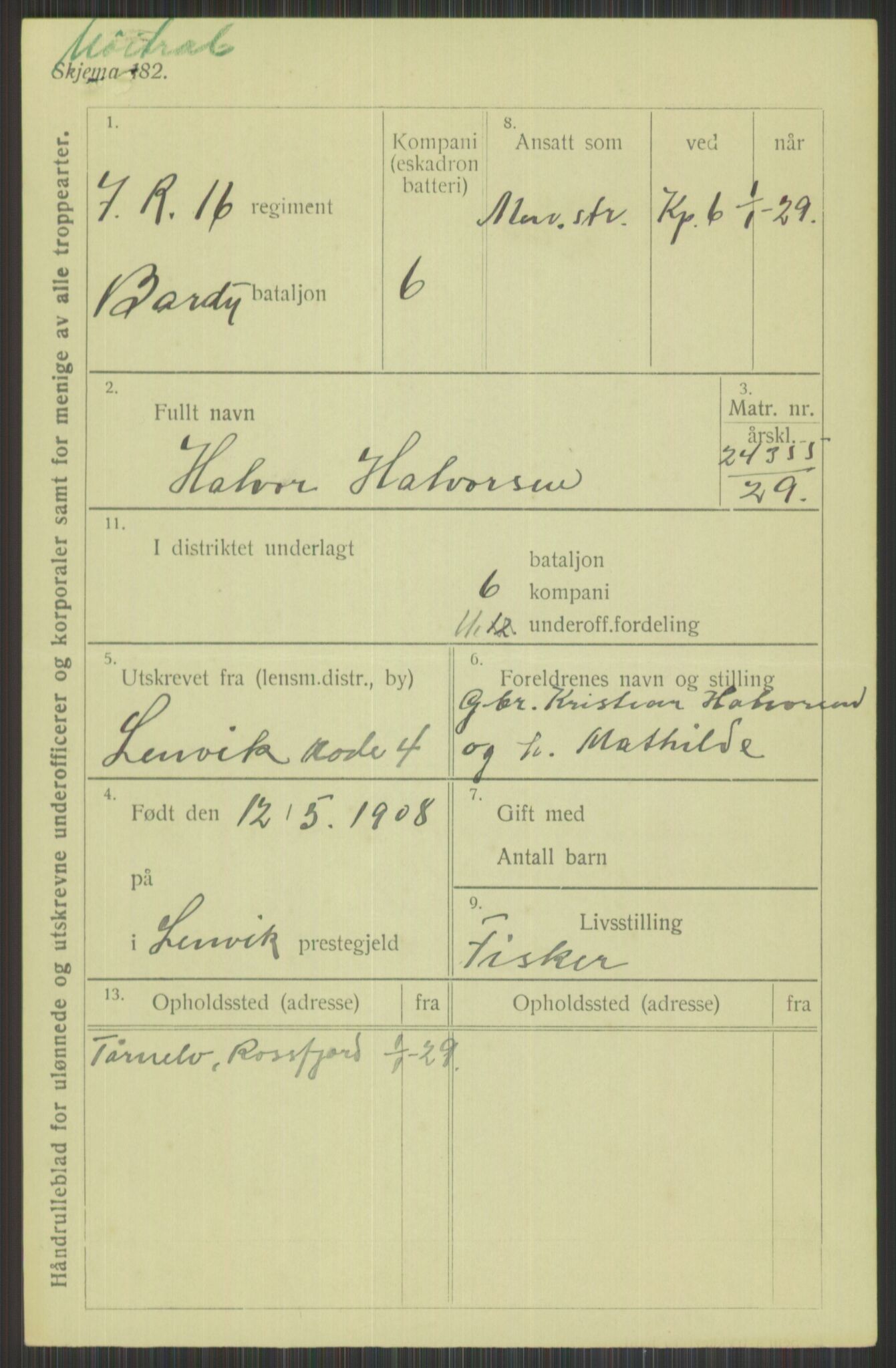 Forsvaret, Troms infanteriregiment nr. 16, AV/RA-RAFA-3146/P/Pa/L0013/0004: Rulleblad / Rulleblad for regimentets menige mannskaper, årsklasse 1929, 1929, p. 295