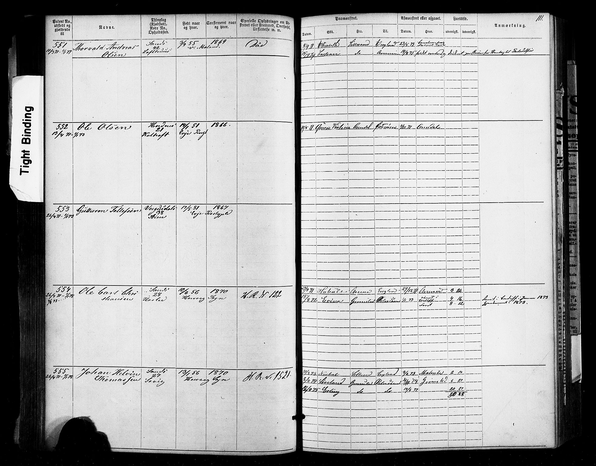 Lillesand mønstringskrets, SAK/2031-0014/F/Fa/L0002: Annotasjonsrulle nr 1-1910 med register, W-8, 1868-1891, p. 114