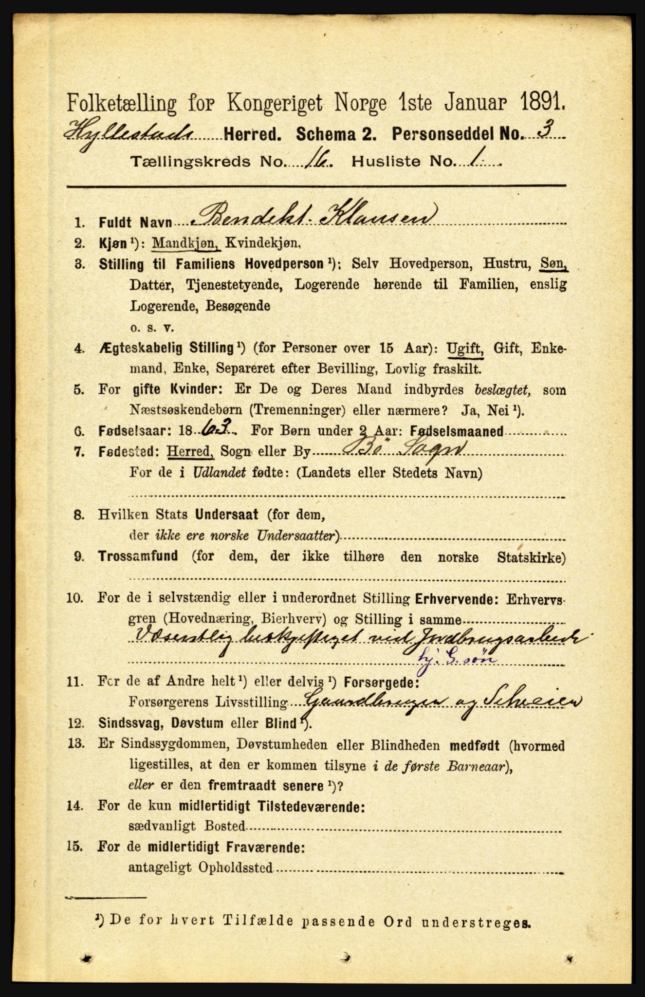 RA, 1891 census for 1413 Hyllestad, 1891, p. 2850