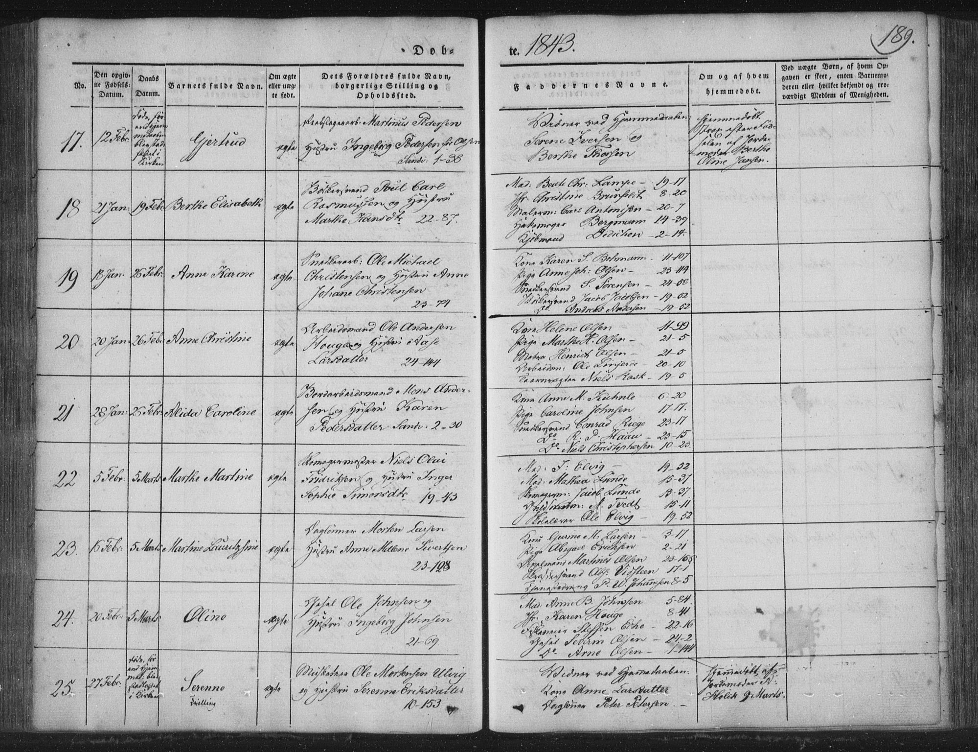 Korskirken sokneprestembete, AV/SAB-A-76101/H/Haa/L0016: Parish register (official) no. B 2, 1841-1851, p. 189