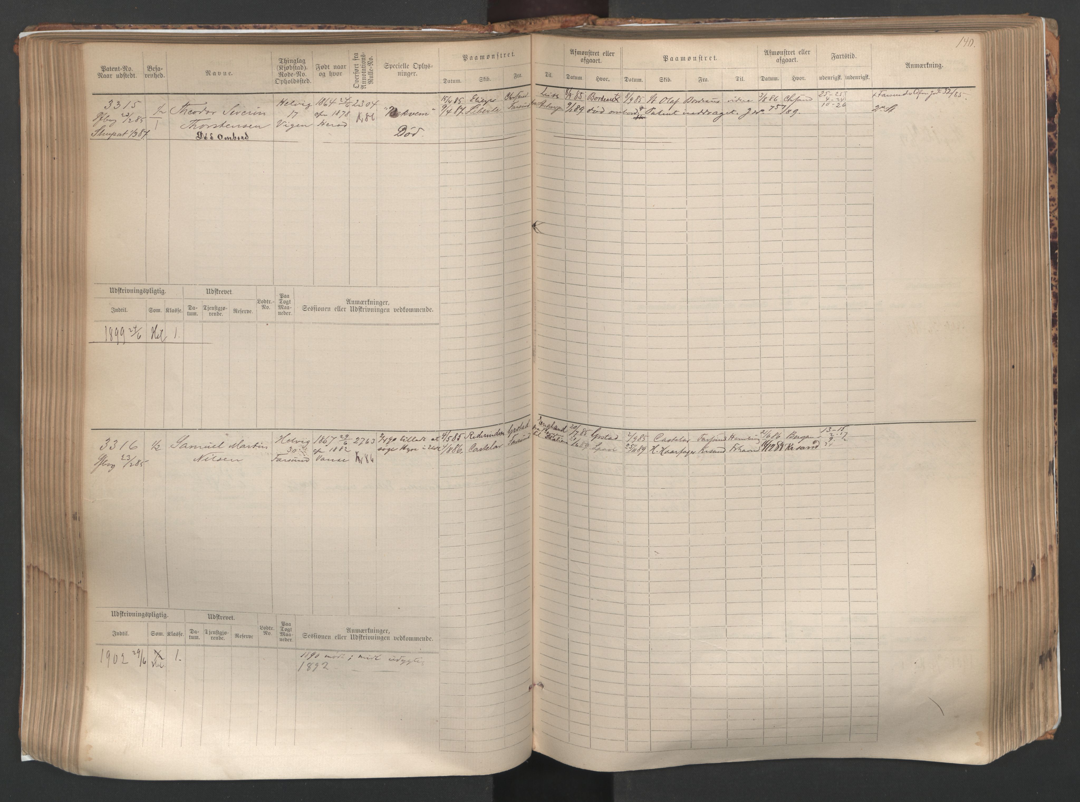 Farsund mønstringskrets, AV/SAK-2031-0017/F/Fb/L0005: Hovedrulle nr 3041-3804, M-8, 1883-1930, p. 143