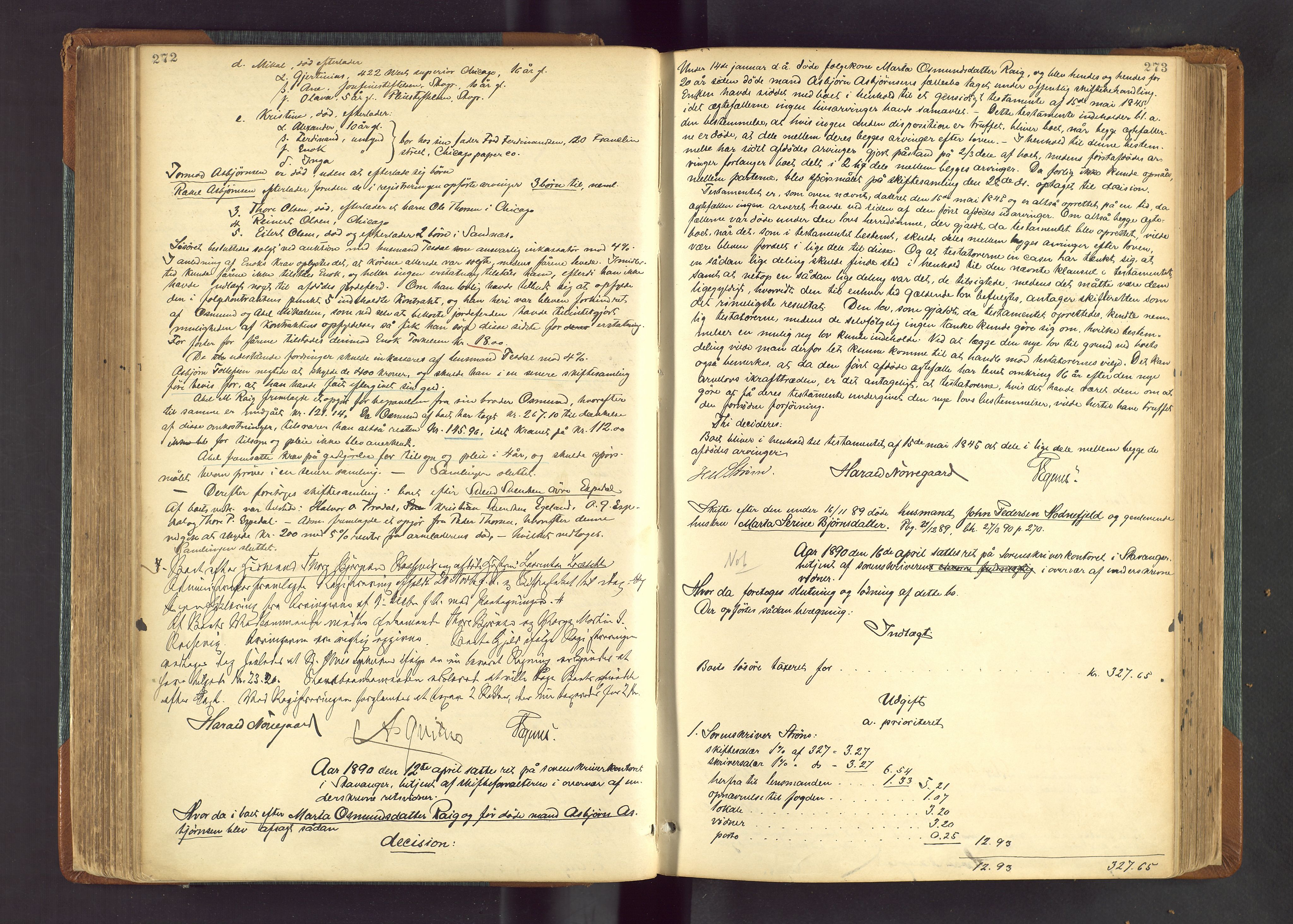 Ryfylke tingrett, AV/SAST-A-100055/001/IV/IVF/L0013: Skifteforhandlingsprotokoll D2 Høle og Rennesøy, 1880-1902, p. 272-273