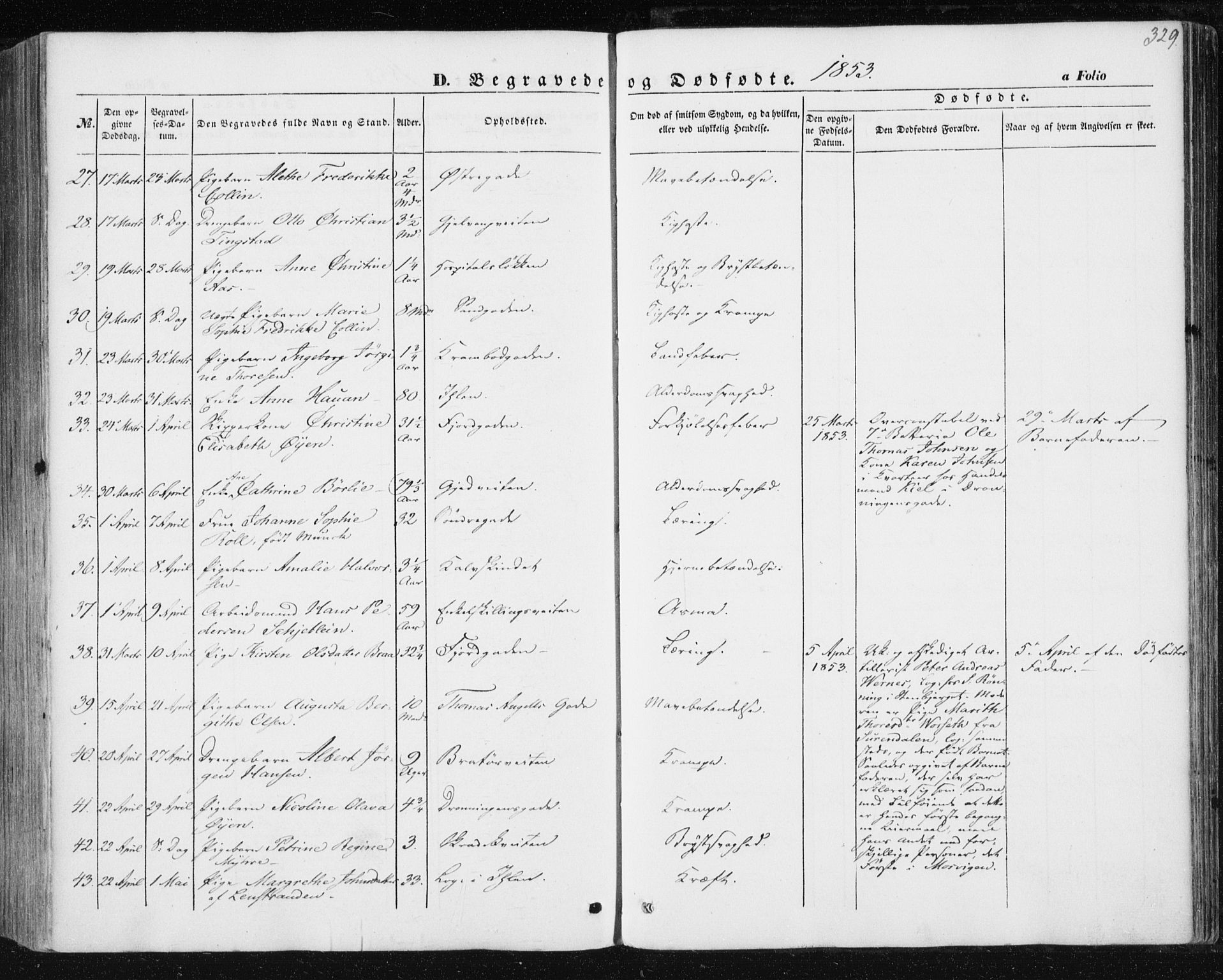 Ministerialprotokoller, klokkerbøker og fødselsregistre - Sør-Trøndelag, AV/SAT-A-1456/602/L0112: Parish register (official) no. 602A10, 1848-1859, p. 329