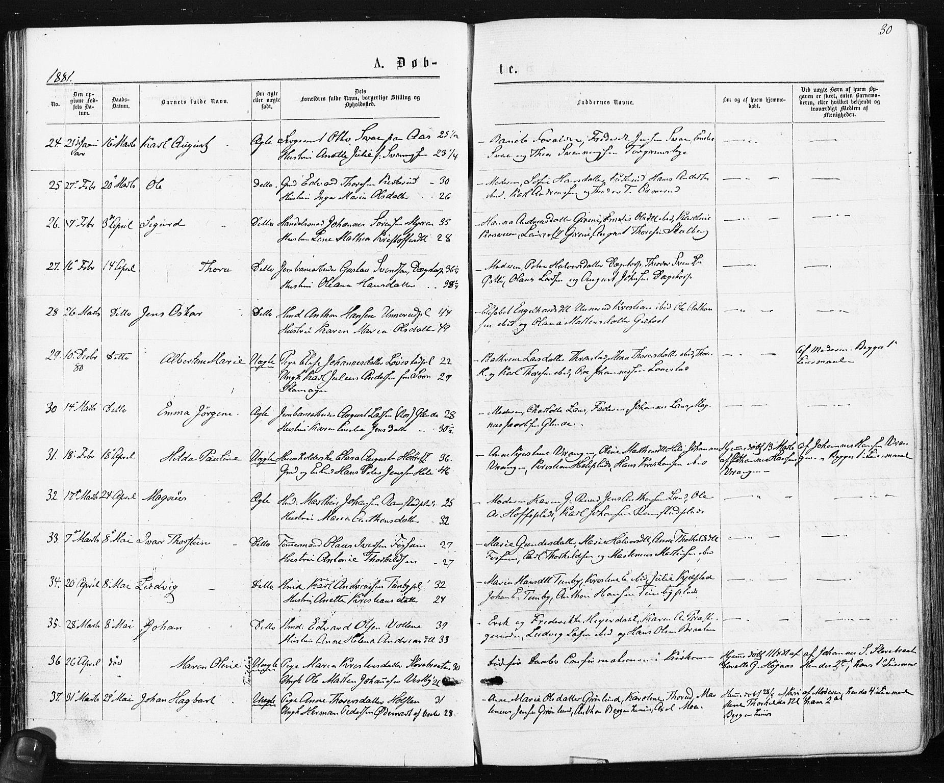 Spydeberg prestekontor Kirkebøker, SAO/A-10924/F/Fa/L0007: Parish register (official) no. I 7, 1875-1885, p. 30
