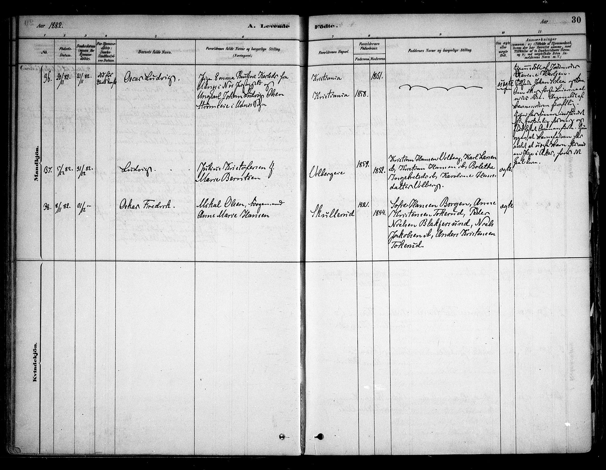 Sørum prestekontor Kirkebøker, AV/SAO-A-10303/F/Fa/L0007: Parish register (official) no. I 7, 1878-1914, p. 30