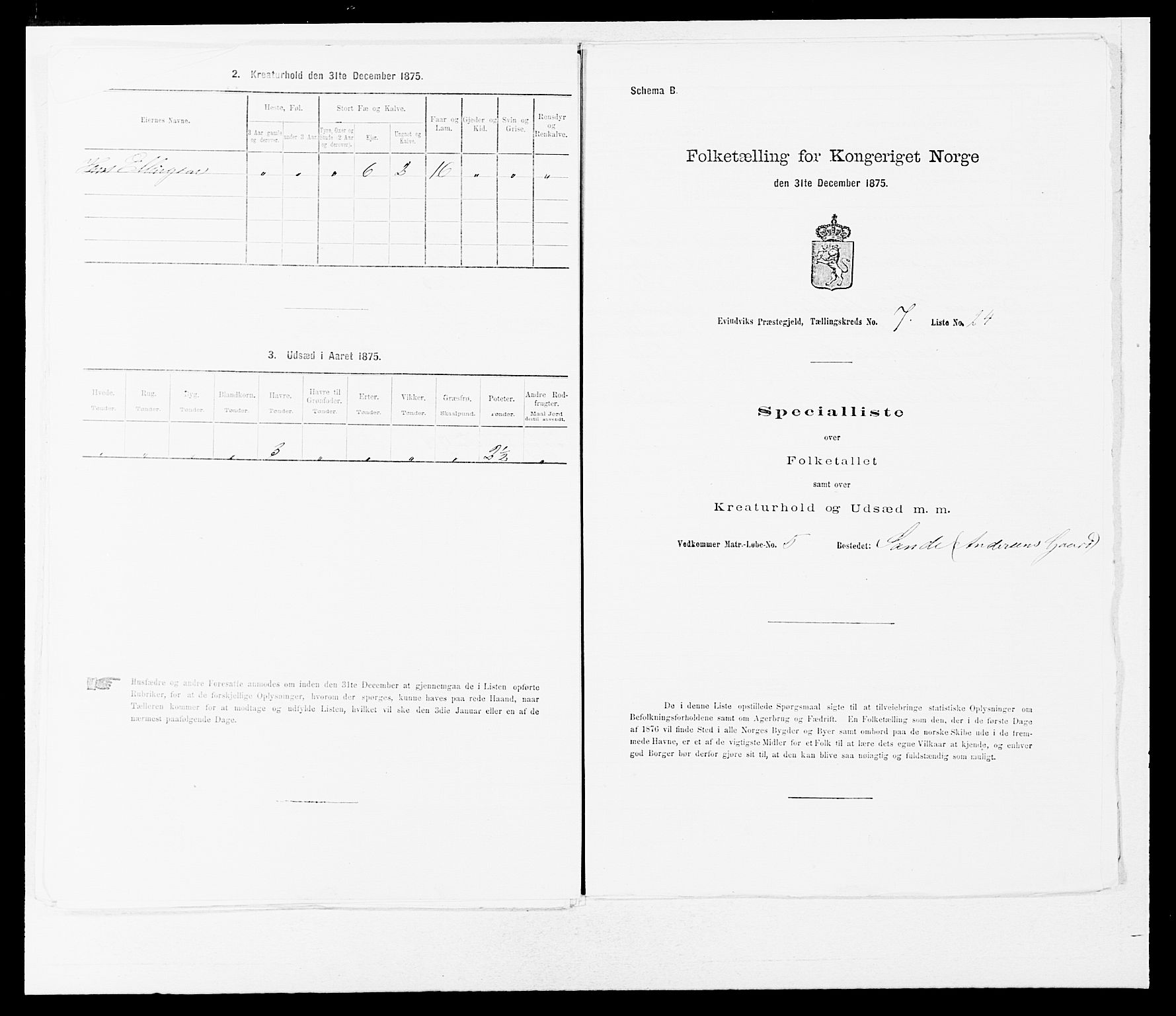 SAB, 1875 census for 1411P Eivindvik, 1875, p. 690