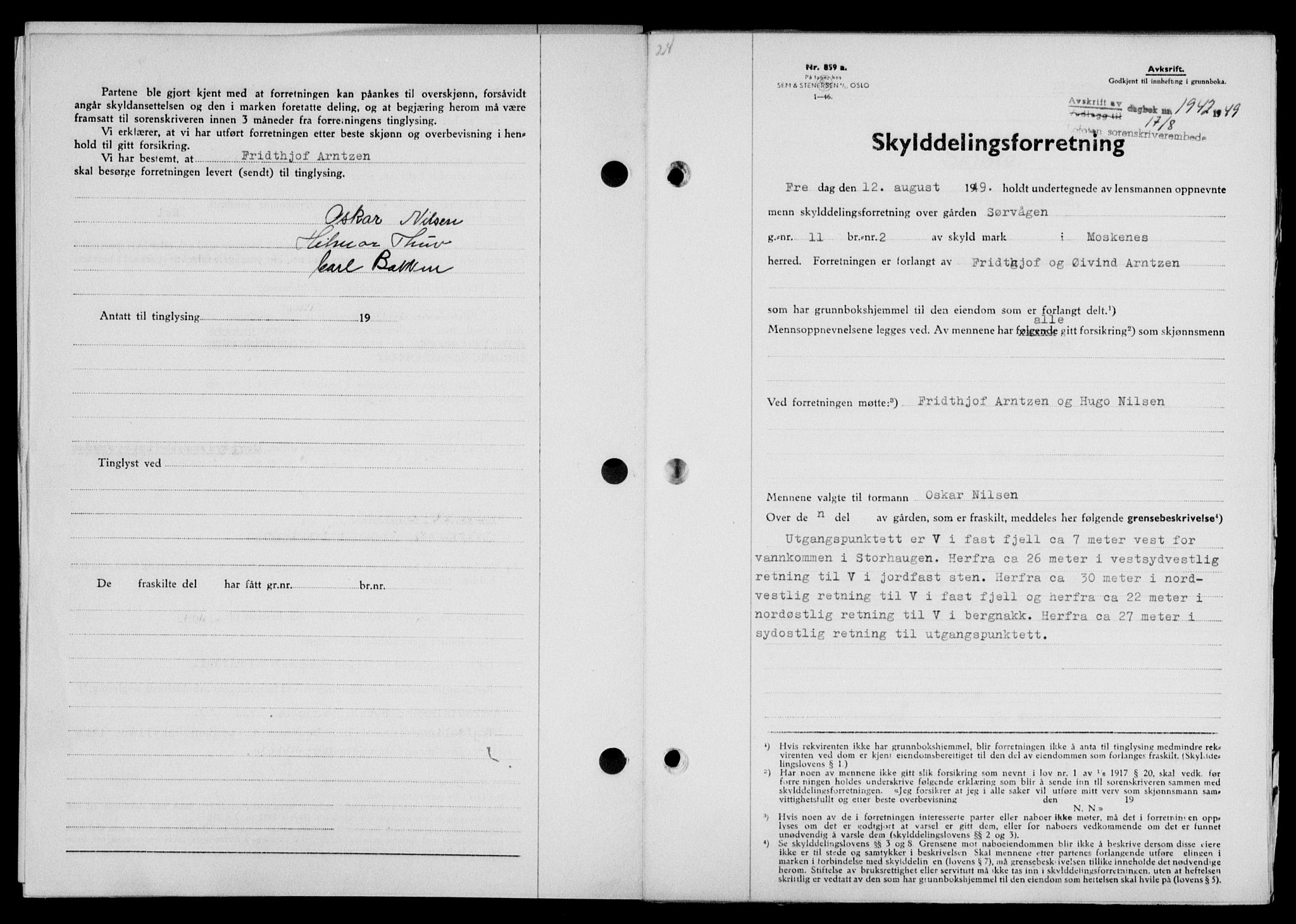 Lofoten sorenskriveri, SAT/A-0017/1/2/2C/L0021a: Mortgage book no. 21a, 1949-1949, Diary no: : 1942/1949