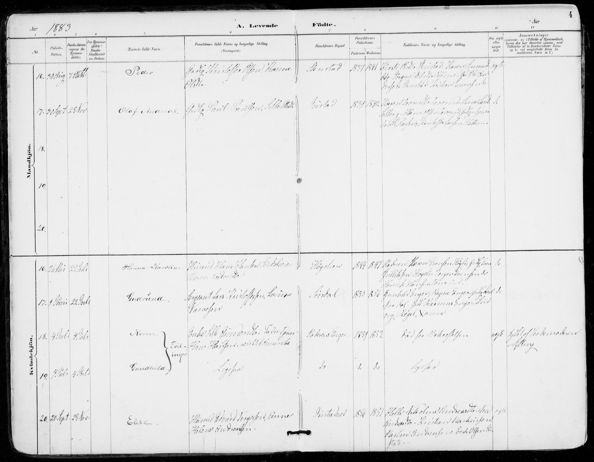 Sylling kirkebøker, AV/SAKO-A-247/F/Fa/L0001: Parish register (official) no. 1, 1883-1910, p. 4