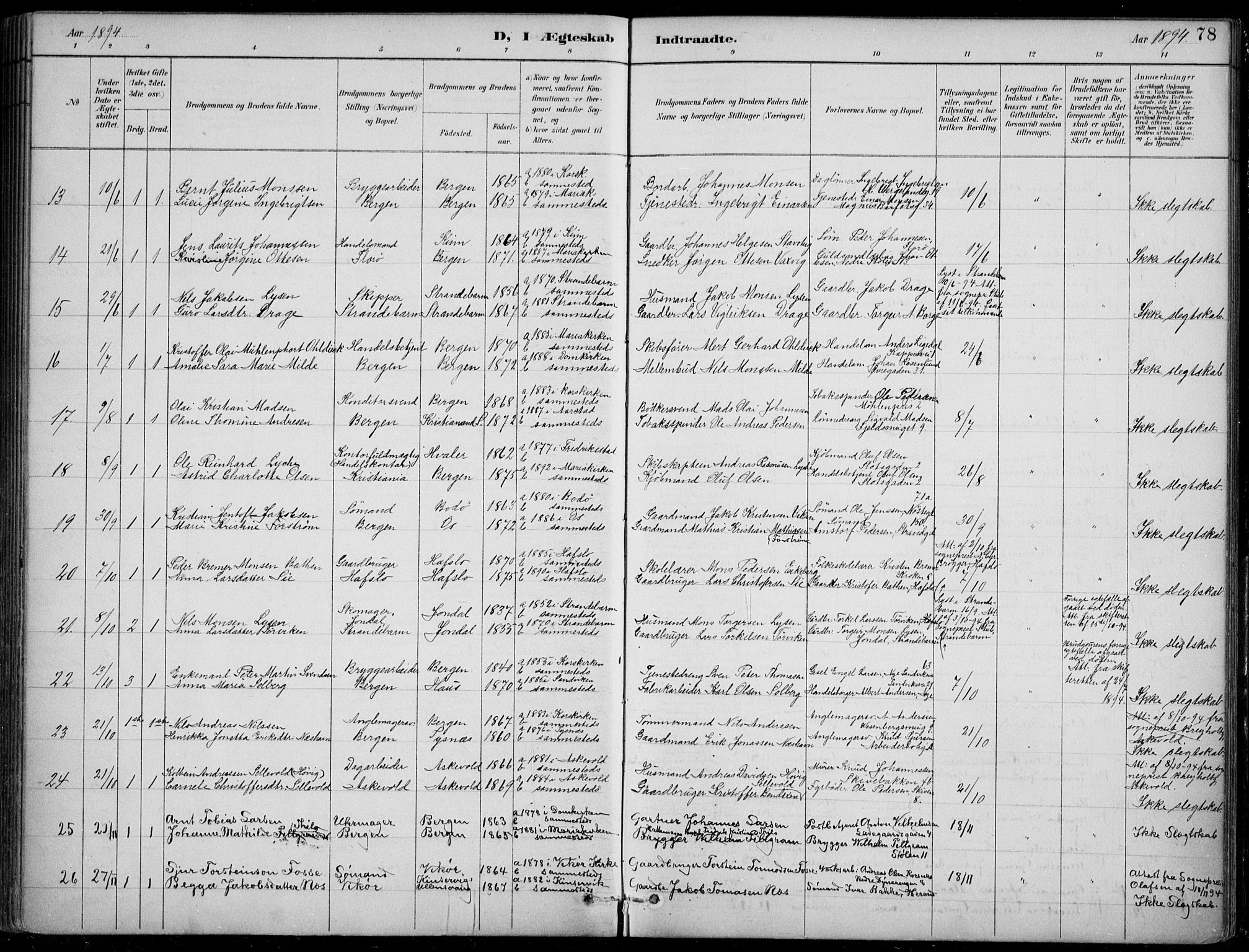 Mariakirken Sokneprestembete, AV/SAB-A-76901/H/Hab/L0008: Parish register (copy) no. A 8, 1889-1908, p. 78