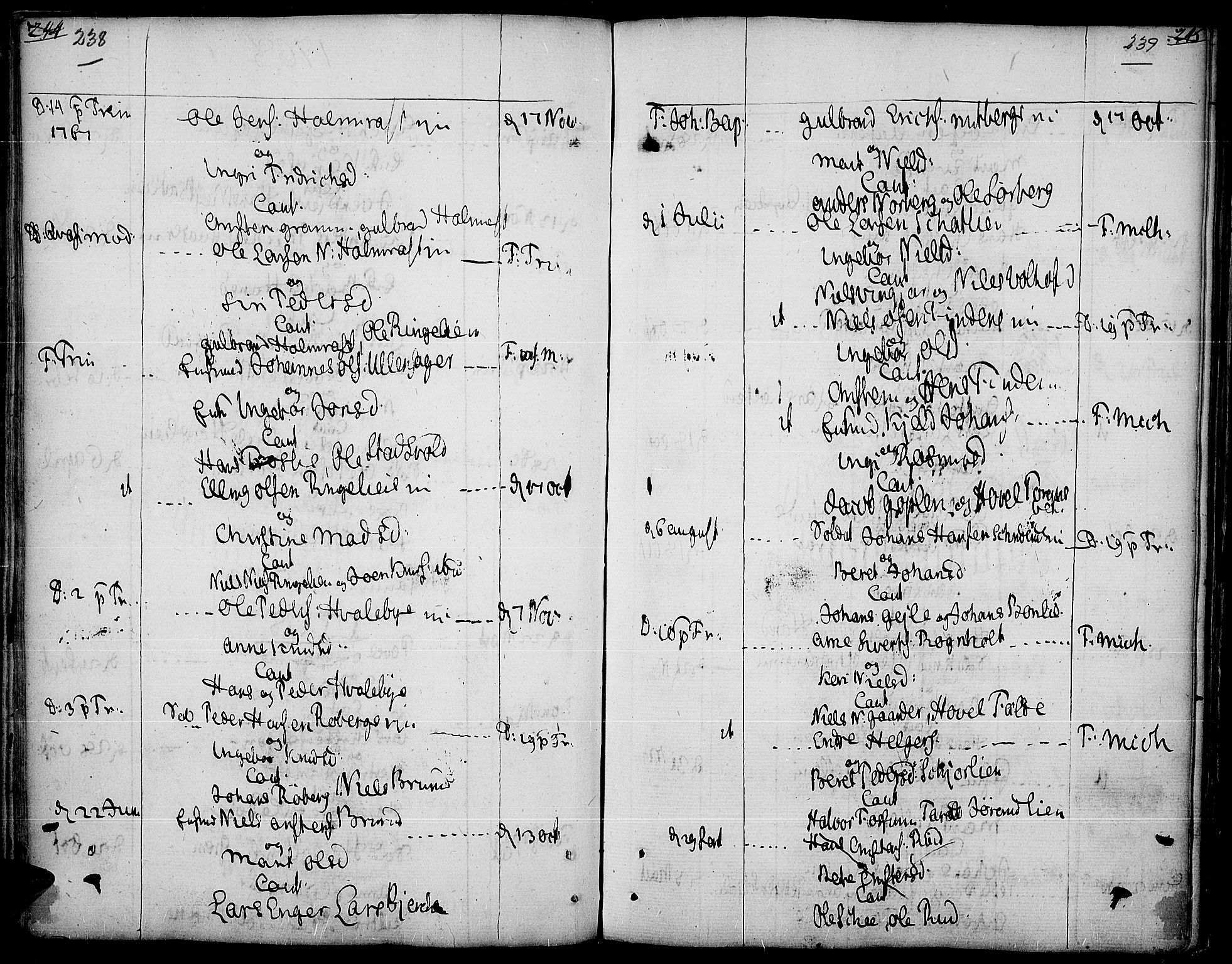 Land prestekontor, SAH/PREST-120/H/Ha/Haa/L0005: Parish register (official) no. 5, 1765-1784, p. 238-239