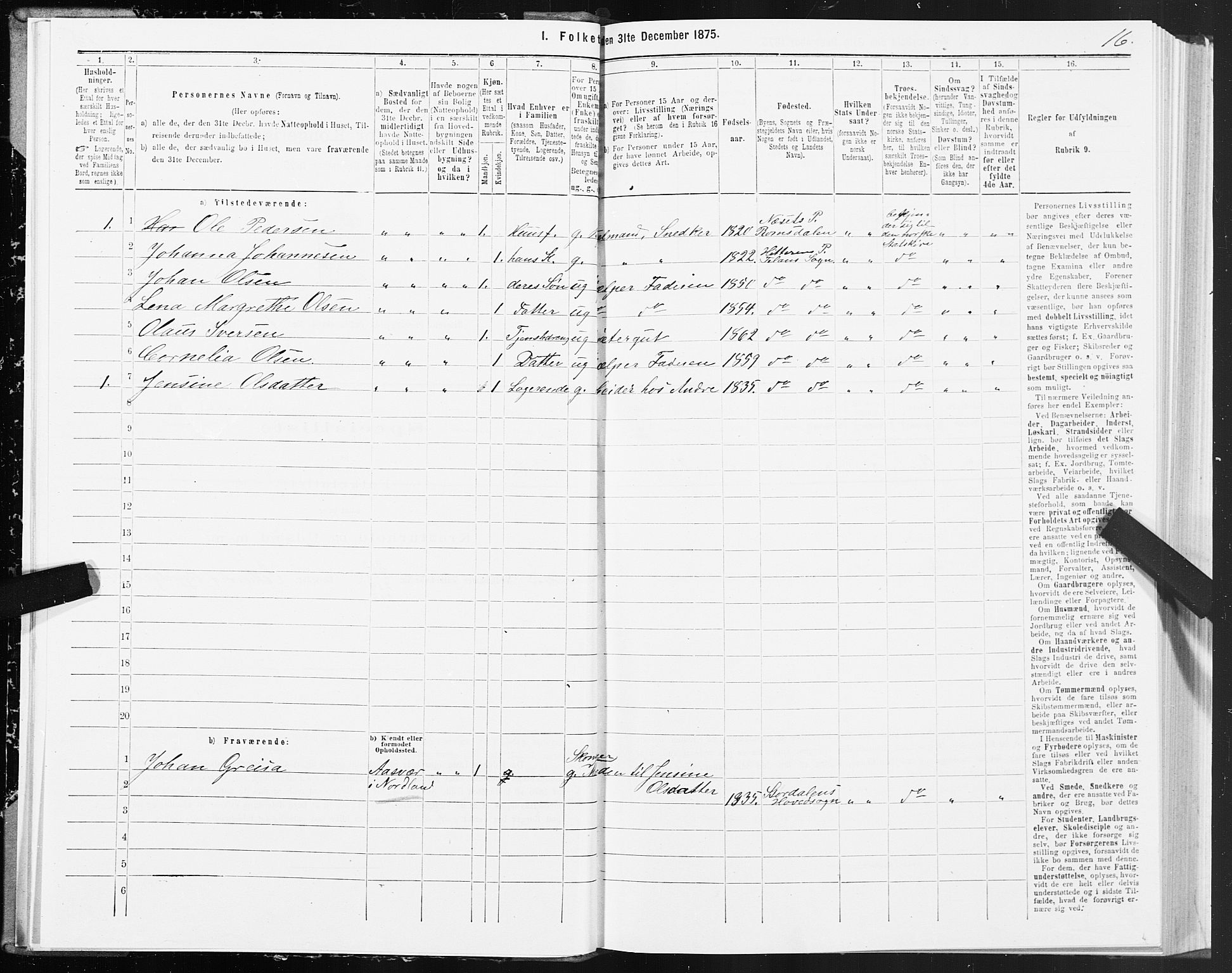 SAT, 1875 census for 1617P Hitra, 1875, p. 1016