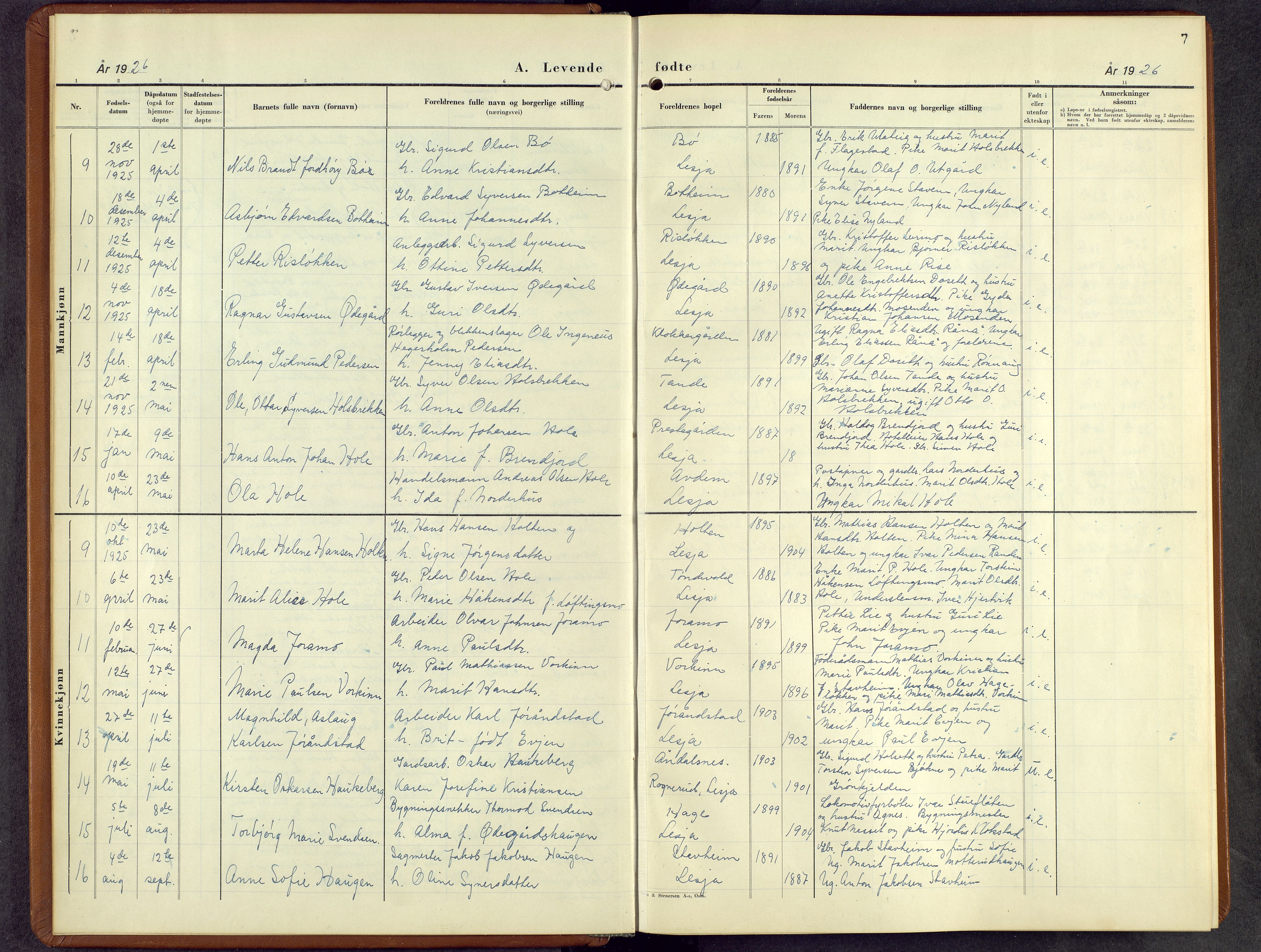 Lesja prestekontor, SAH/PREST-068/H/Ha/Hab/L0010: Parish register (copy) no. 10, 1925-1960, p. 7