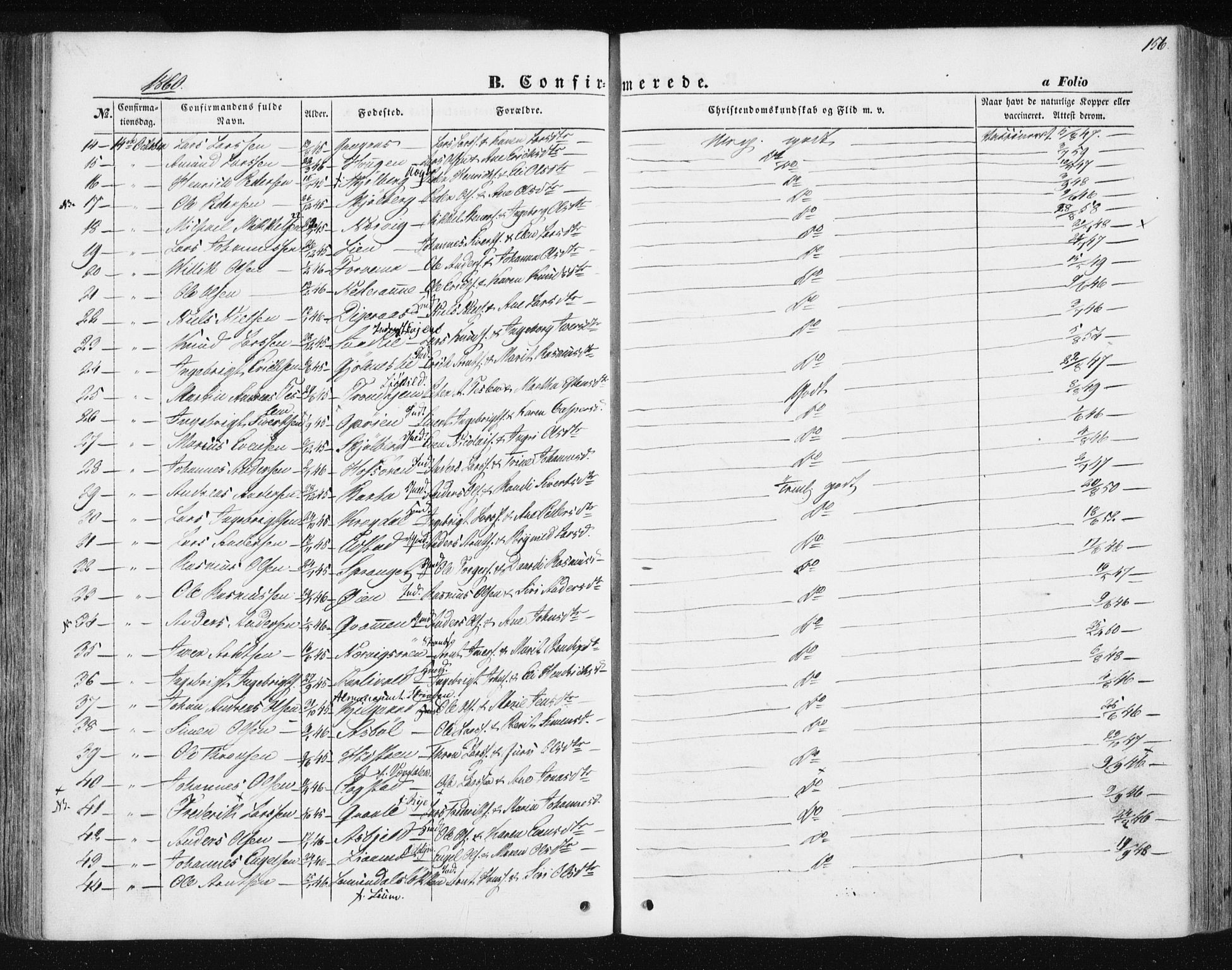 Ministerialprotokoller, klokkerbøker og fødselsregistre - Sør-Trøndelag, AV/SAT-A-1456/668/L0806: Parish register (official) no. 668A06, 1854-1869, p. 156