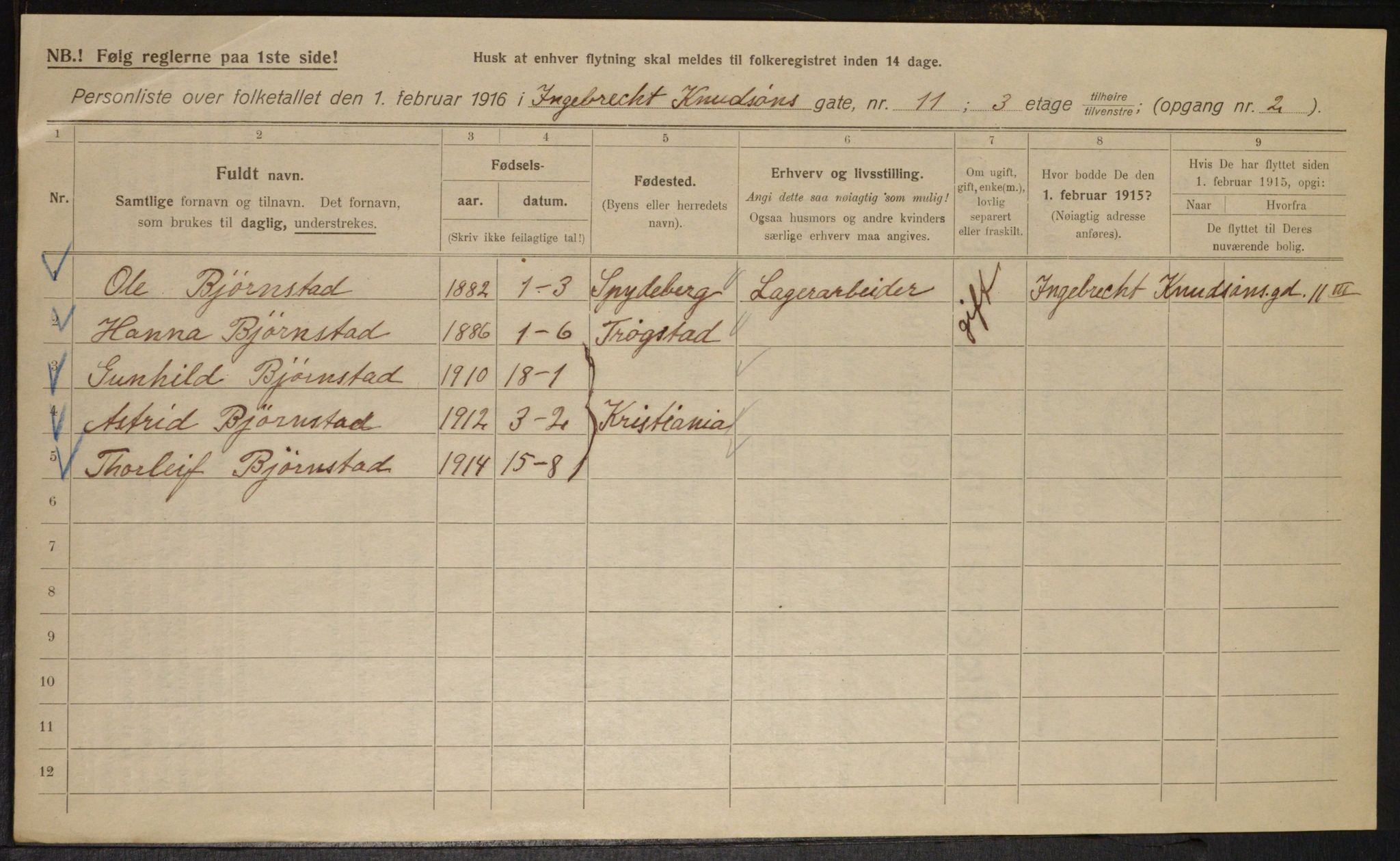 OBA, Municipal Census 1916 for Kristiania, 1916, p. 44848