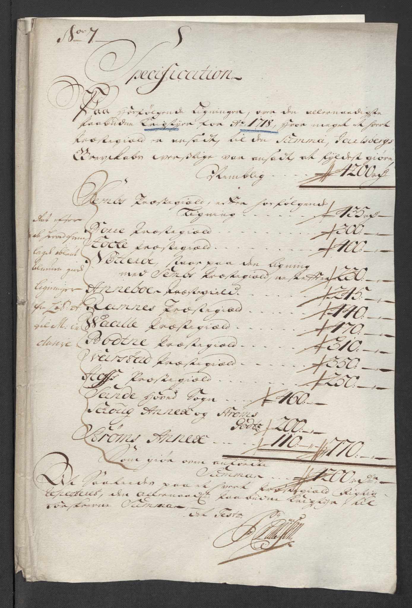 Rentekammeret inntil 1814, Reviderte regnskaper, Fogderegnskap, RA/EA-4092/R32/L1882: Fogderegnskap Jarlsberg grevskap, 1718, p. 244